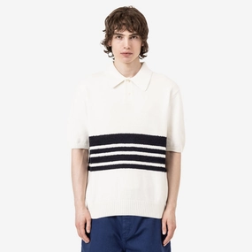 Comfort Stretch Relaxed Design Palmes Panel Knit Polo Off-White