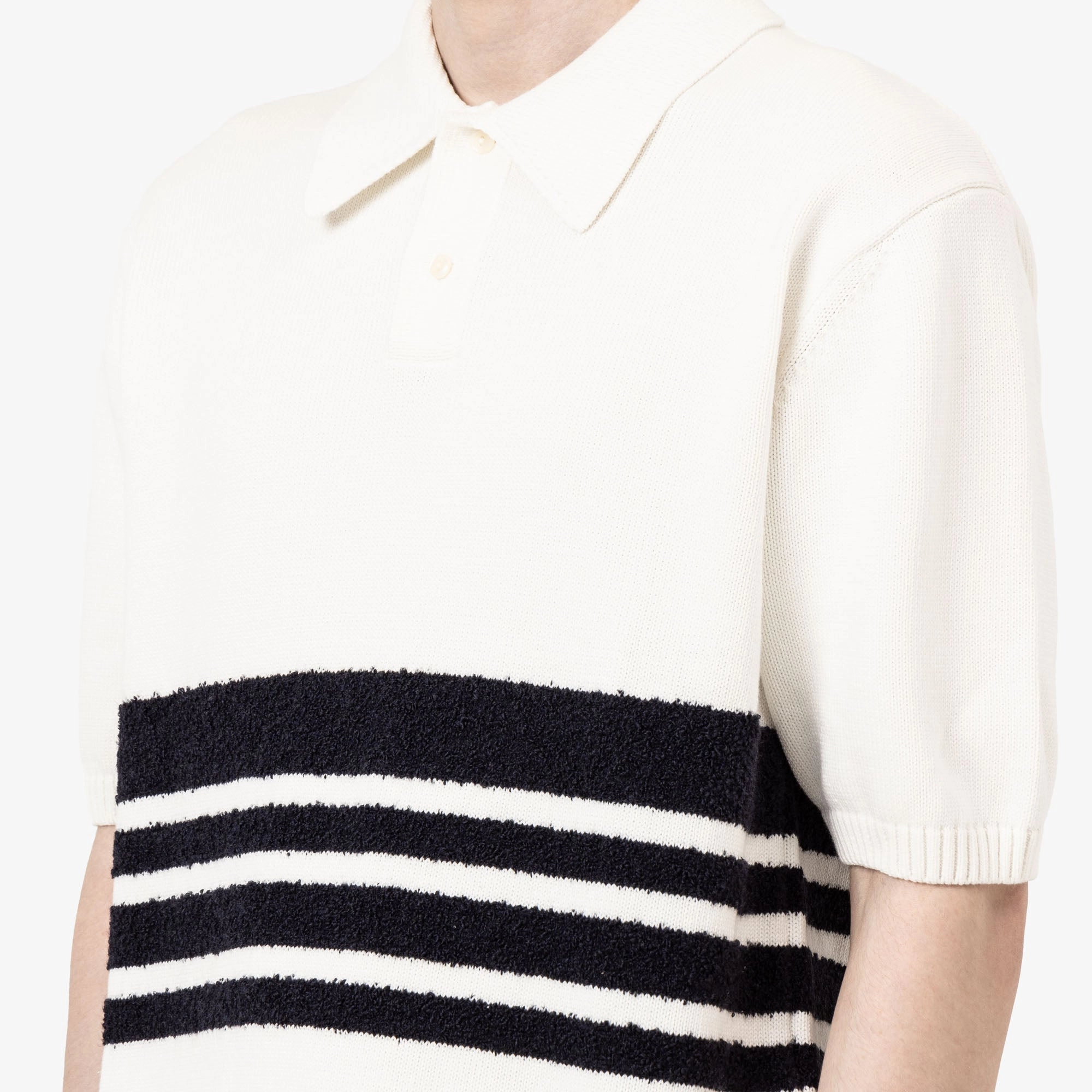 Comfort Fit Palmes Panel Knit Polo Off-White