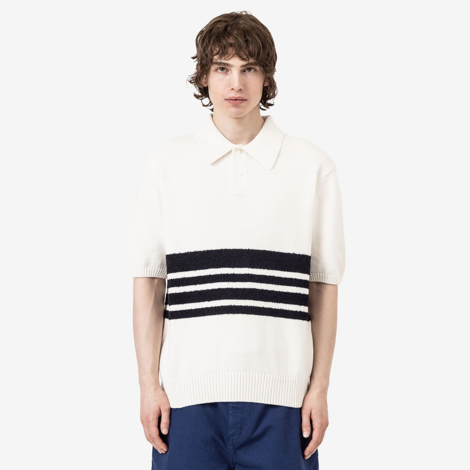 Comfort Stretch Relaxed Design Palmes Panel Knit Polo Off-White