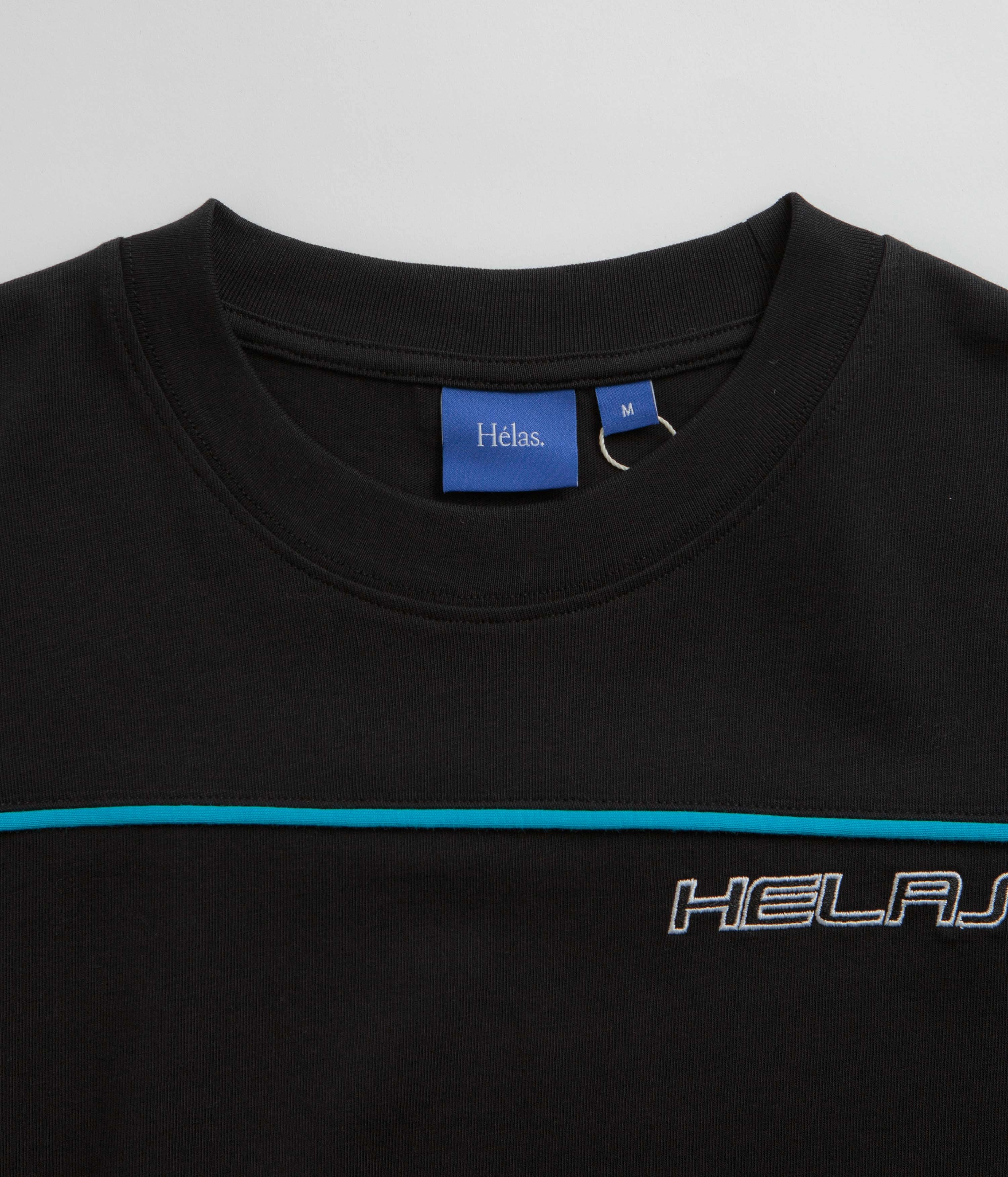 Retro Lightweight Material Helas Line Long Sleeve T-Shirt - Black