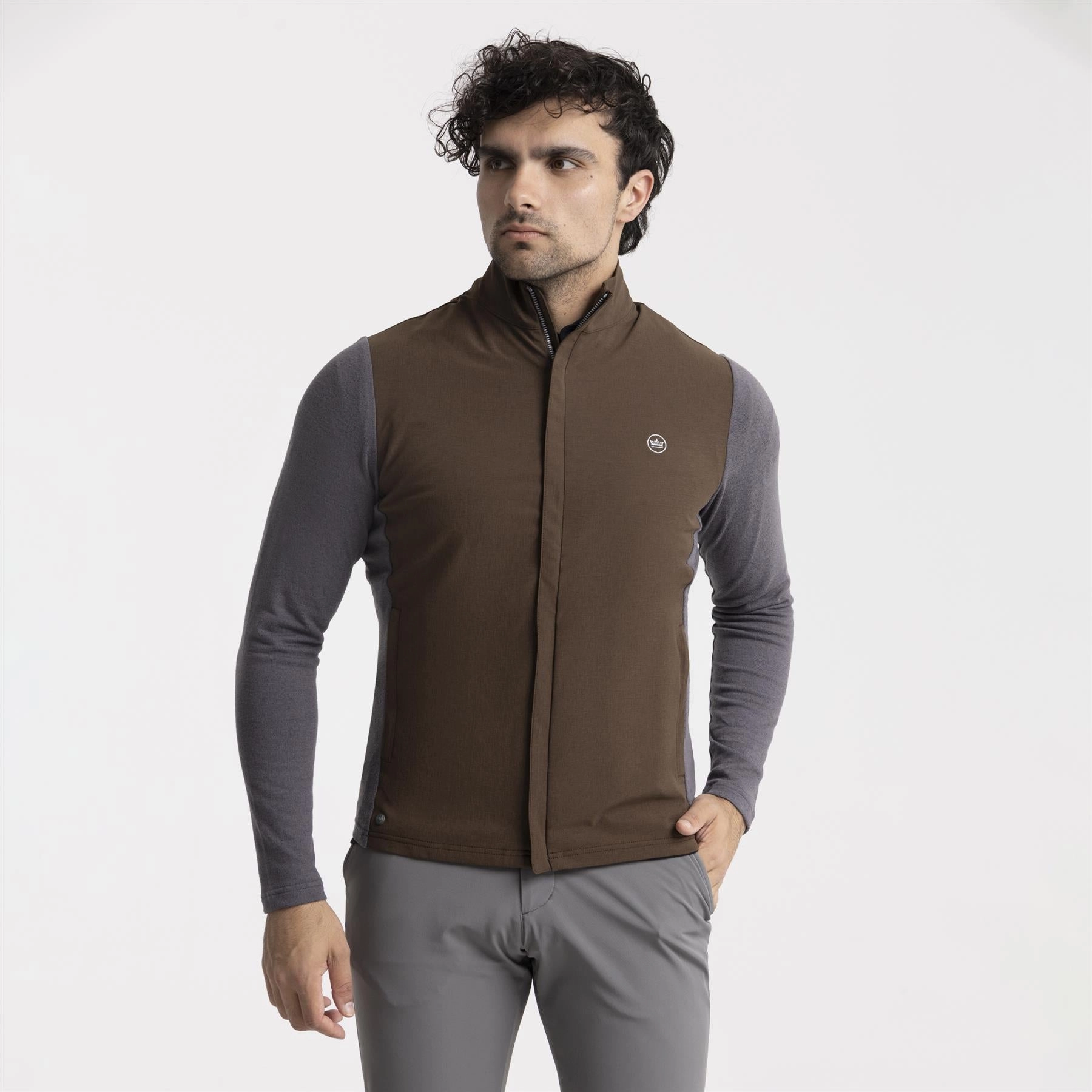 design Solstice Performance Hybrid Full Zip Cardigan Antique Walnut
