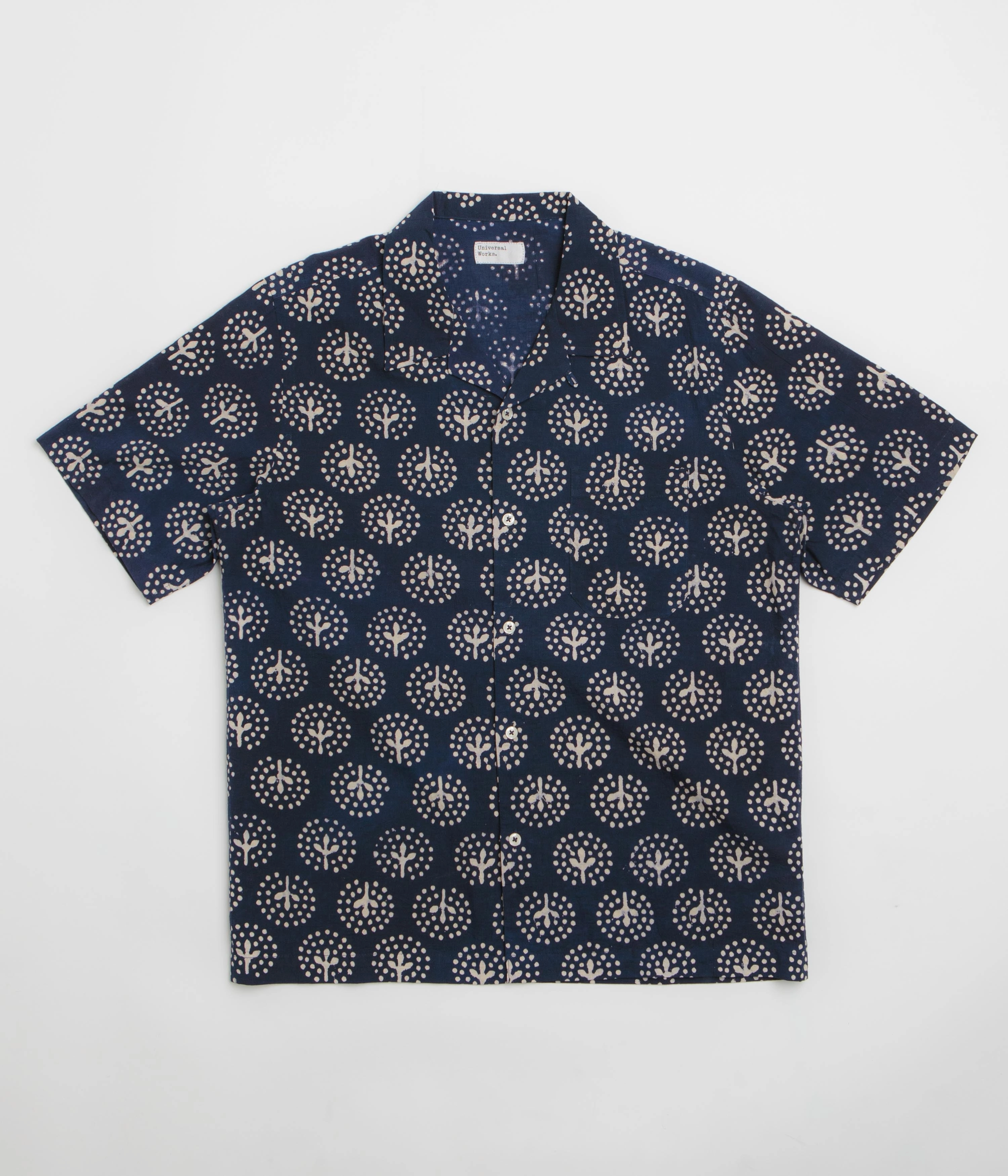 high-low hem tailored look Universal Works Road Shirt - Navy / Magic Circle