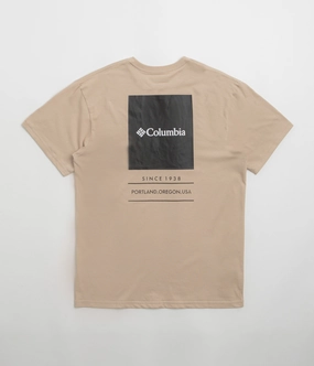 Columbia Barton Springs Graphic T-Shirt - Ancient Fossil Brushed Cotton Blend Coffee Shop