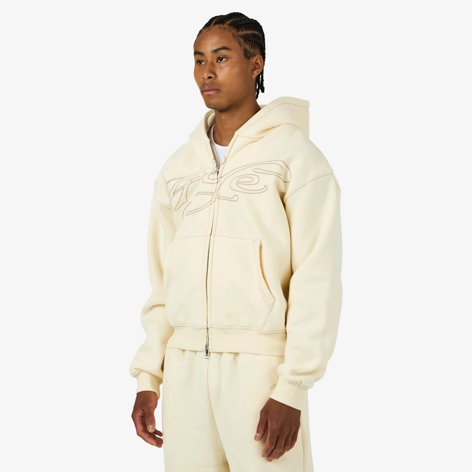 product tweed warmth 4YE Signature Zip Hoodie Ivory / Cream