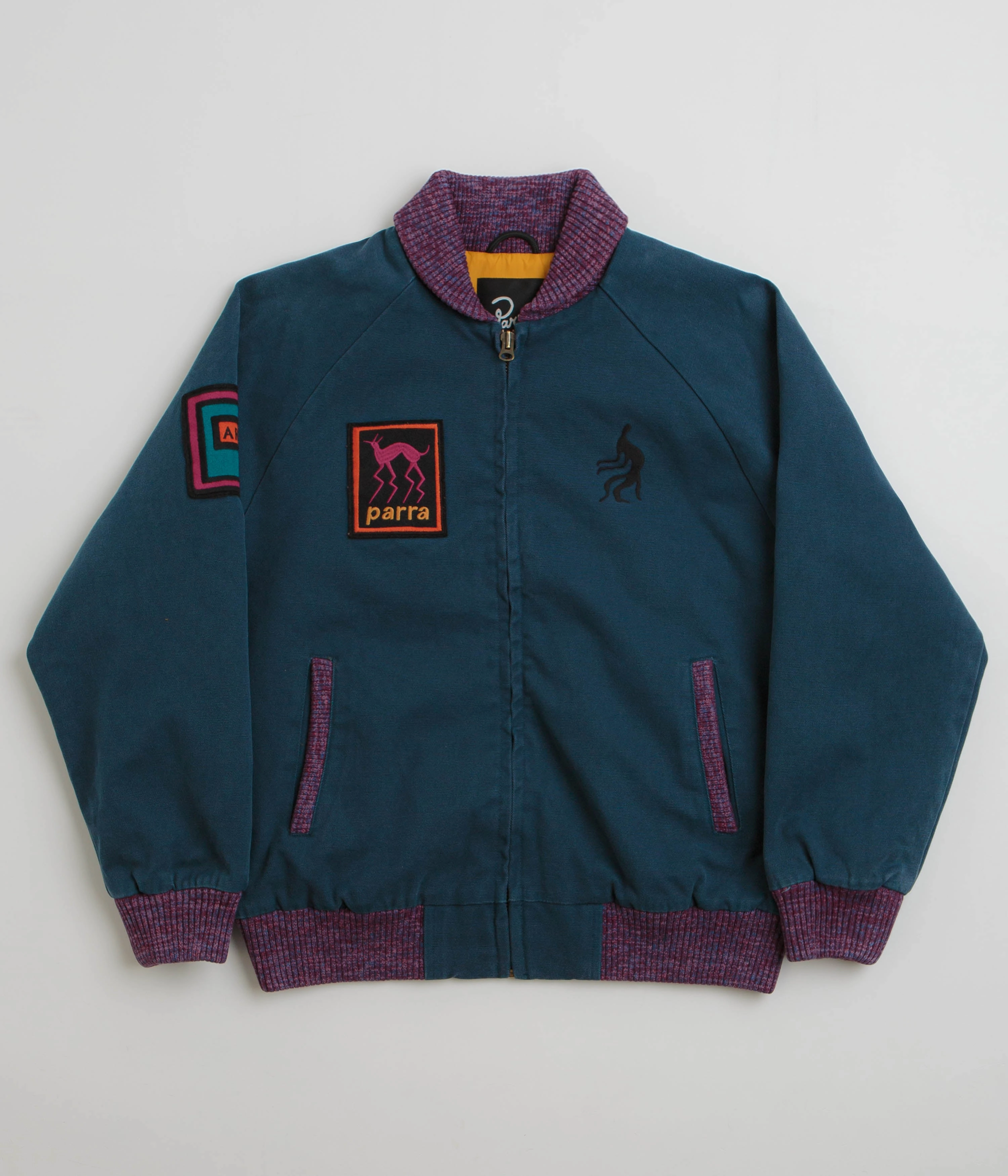 by Parra Skull Stalker Varsity Jacket - Washed Blue Quick Dry Fabric