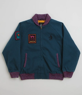 by Parra Skull Stalker Varsity Jacket - Washed Blue Quick Dry Fabric