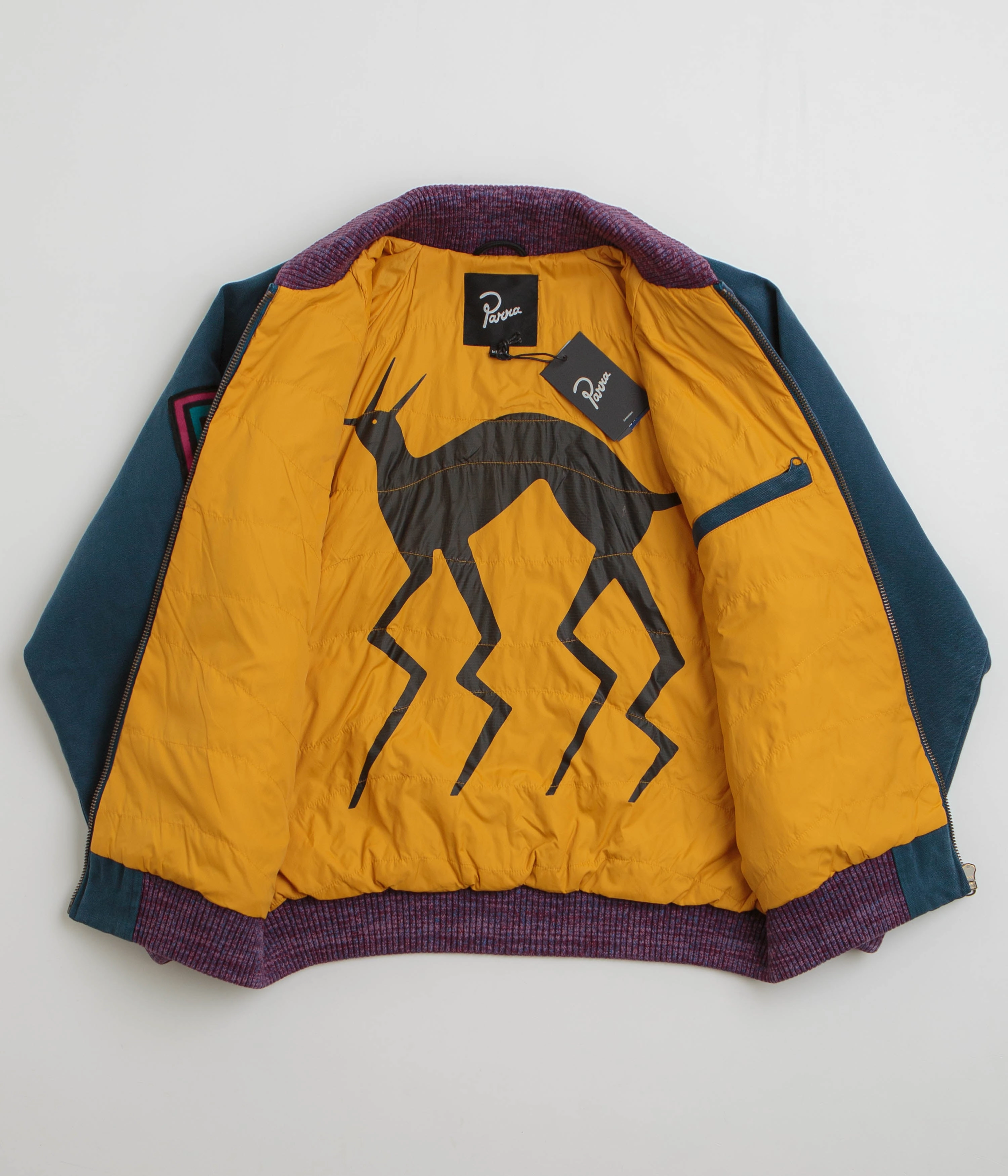 by Parra Skull Stalker Varsity Jacket - Washed Blue Layer Friendly