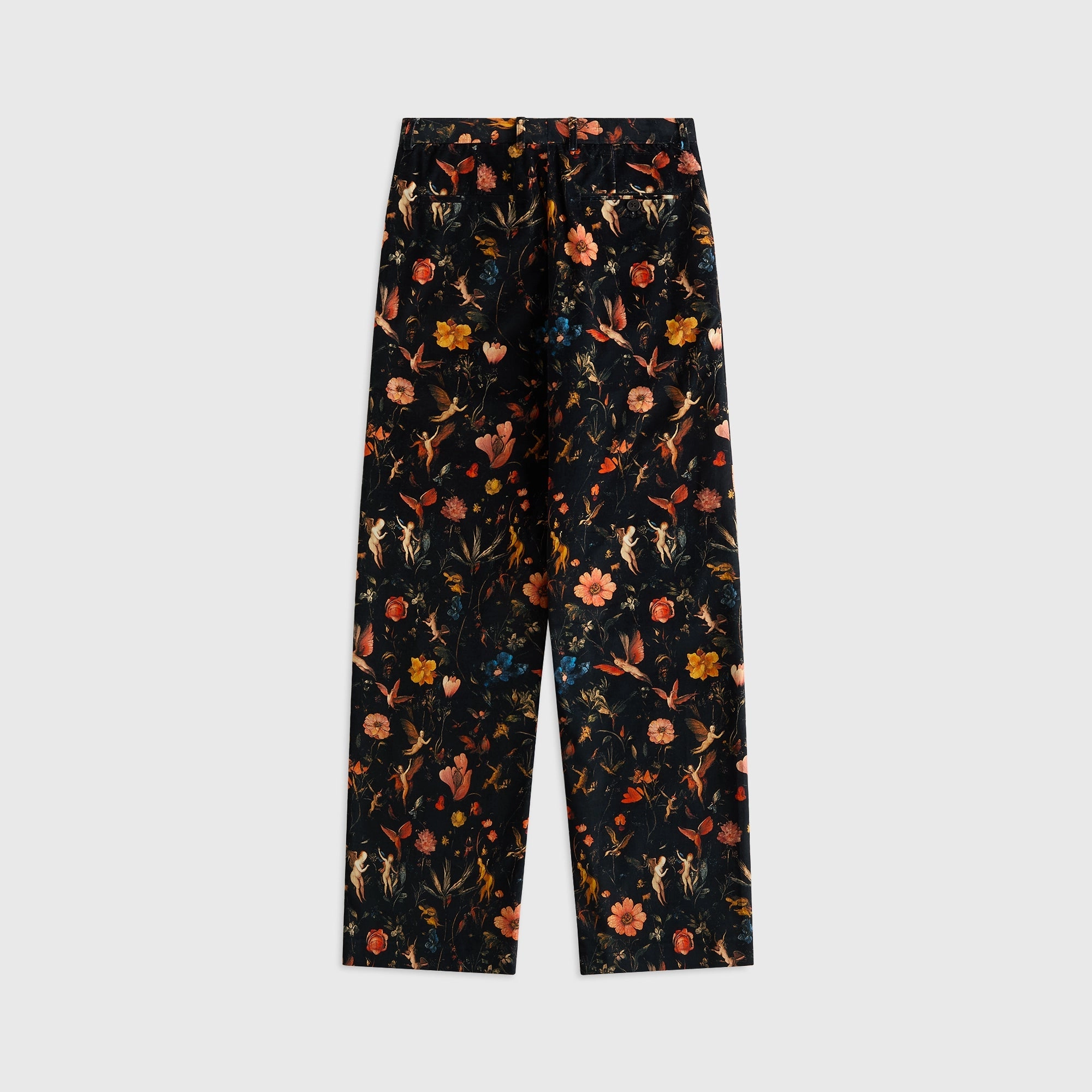 Outdoor Friendly R13 Flat Front Wide Leg Trouser - Floral with Angels Black
