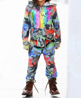 Rainbow Camo Print Joggers In Multicolor Smart Motion Minimal Cut