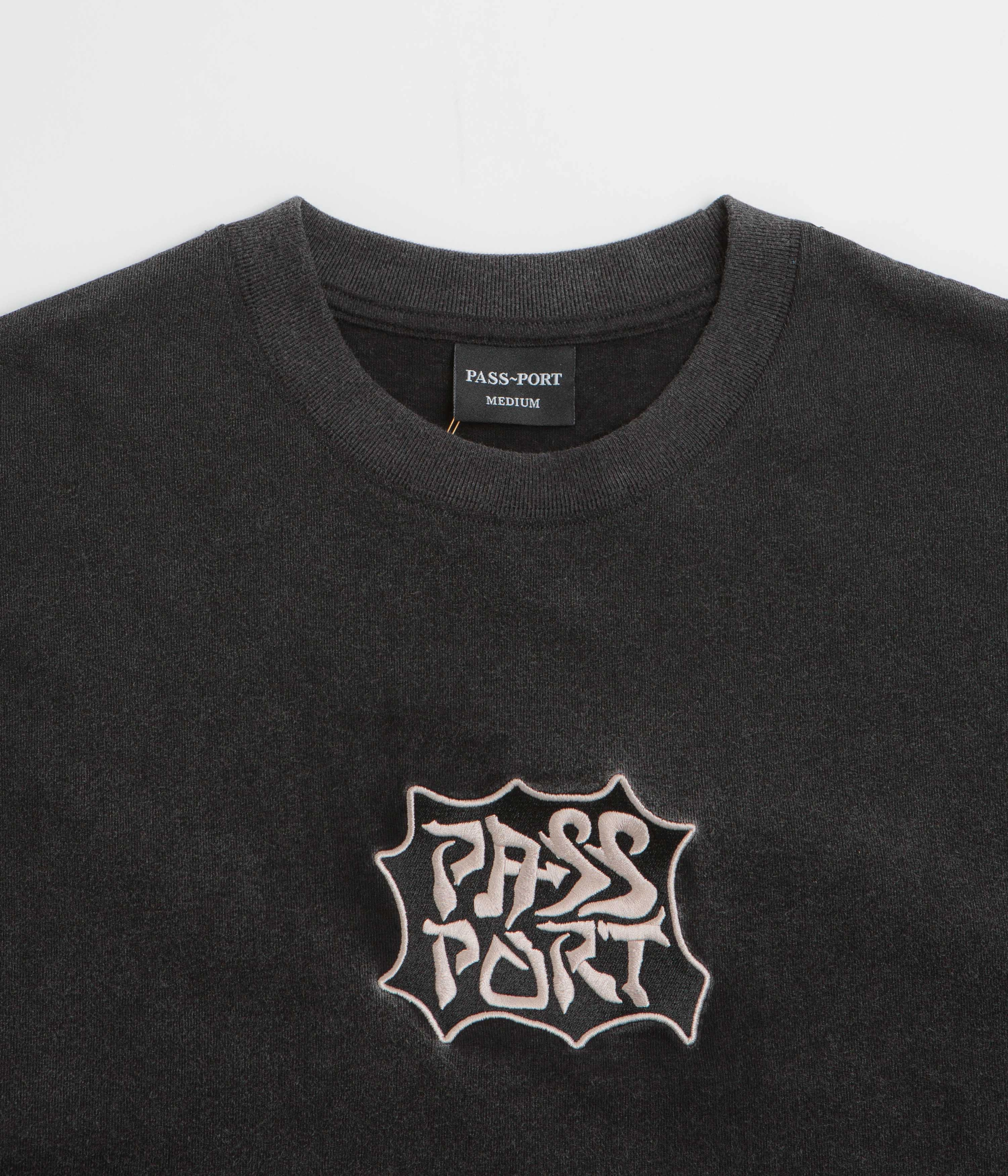 Pass Port Glyph T-Shirt - Acid Black Embroidered Details