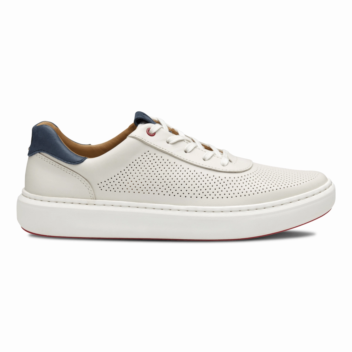 ReinforcedHeel Lace Up System Johnston & Murphy Men's Anders Perfed U-Throat White Full Grain
