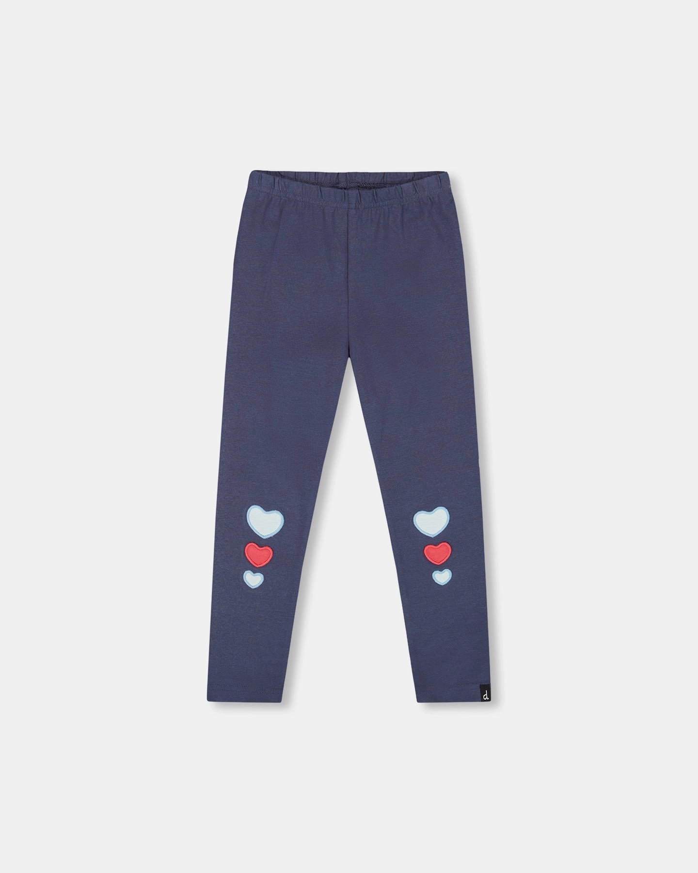 Zero Waste Manufacturing Light Reflective Details Organic Cotton Leggings Navy Blue with Hearts