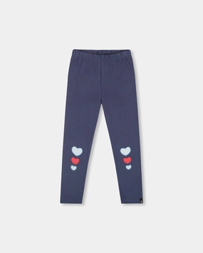 Organic Cotton Leggings Navy Blue with Hearts Flattering Cut