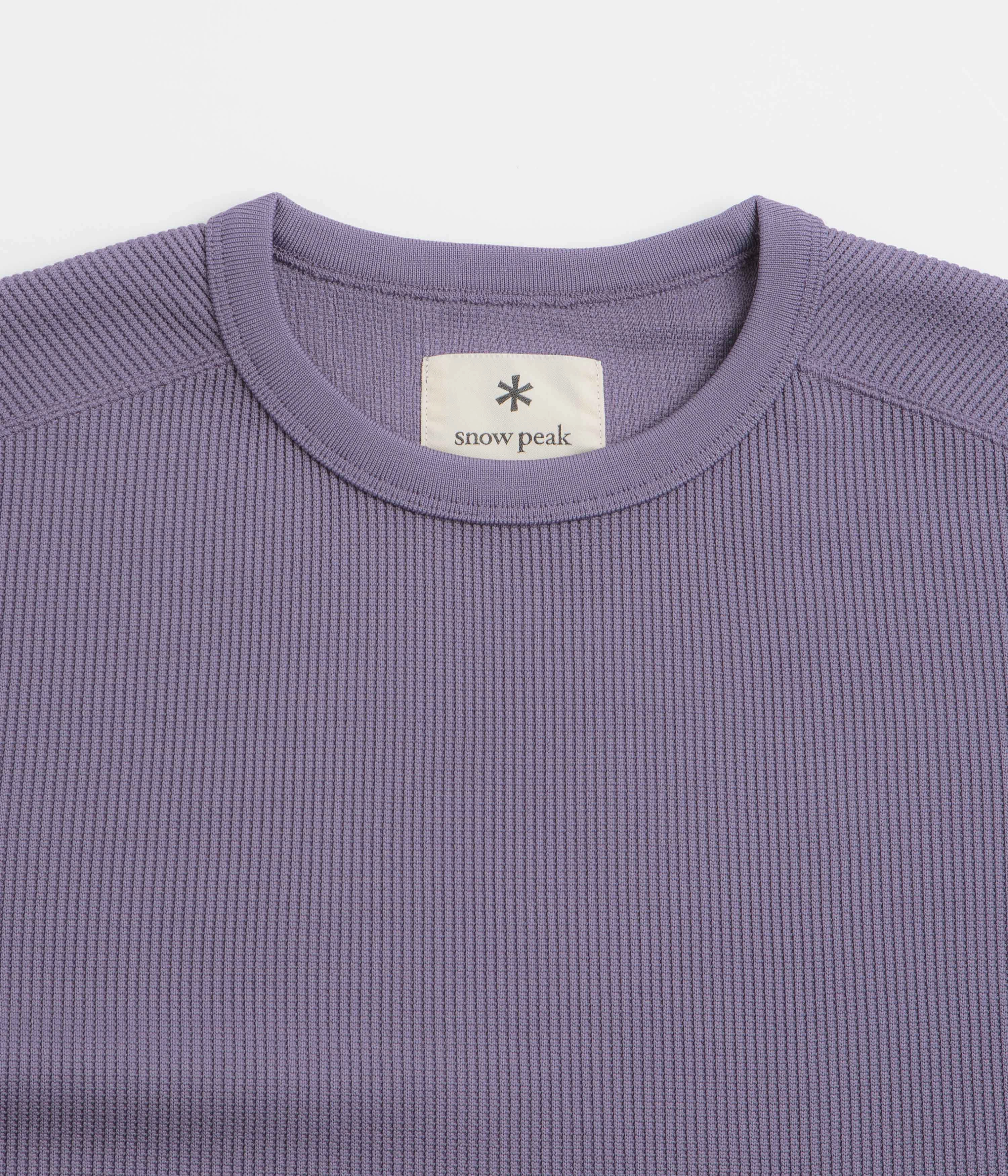 Yarn Dyed Stripes Snow Peak Dry Thermal Long Sleeve T-Shirt - Light Purple