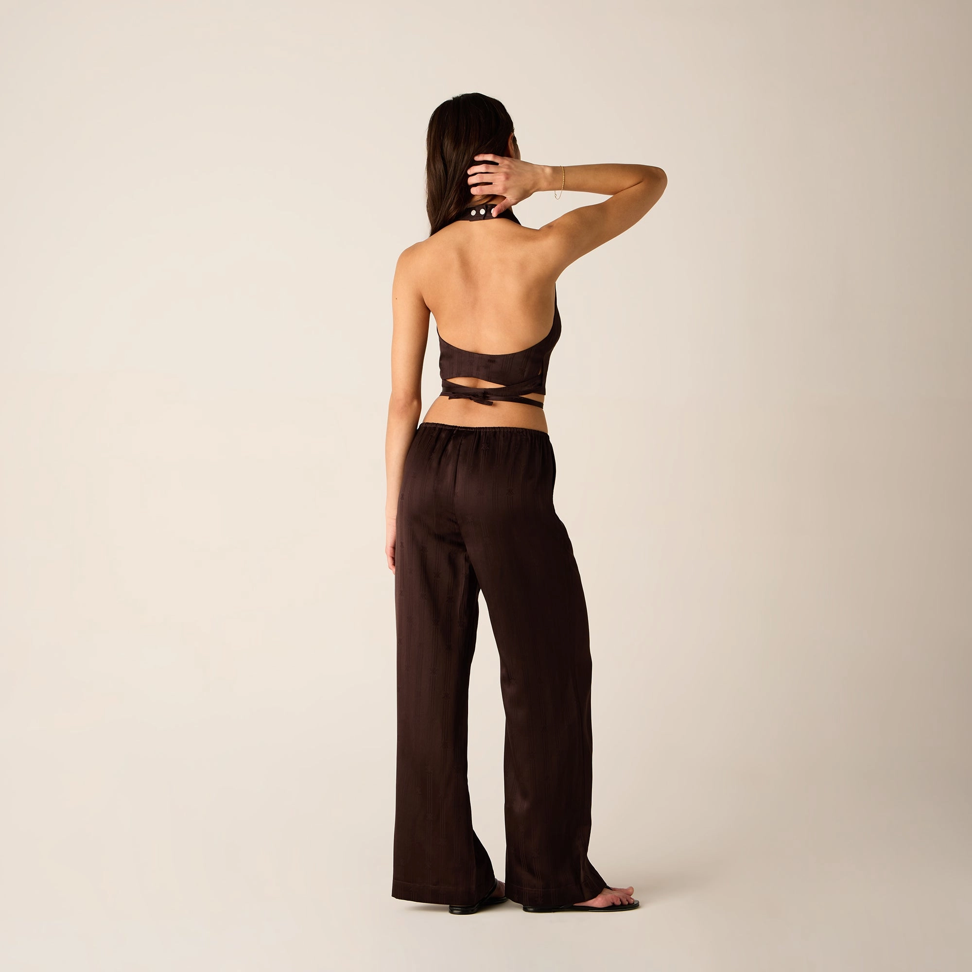 Tagless label Kith Women Michi Crest Satin Pant - Incognito