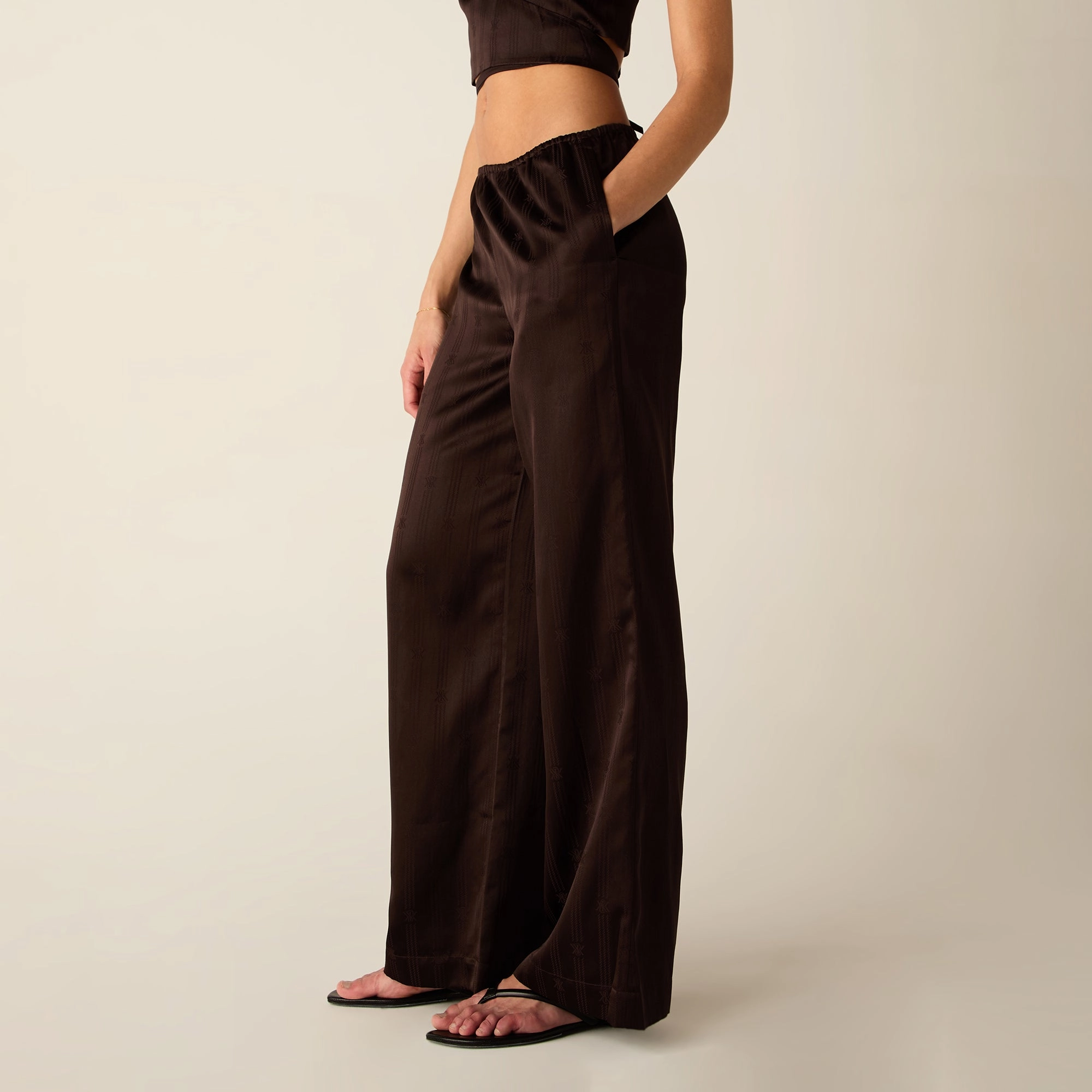 Kith Women Michi Crest Satin Pant - Incognito Breathable Comfort Fit Stay Dry