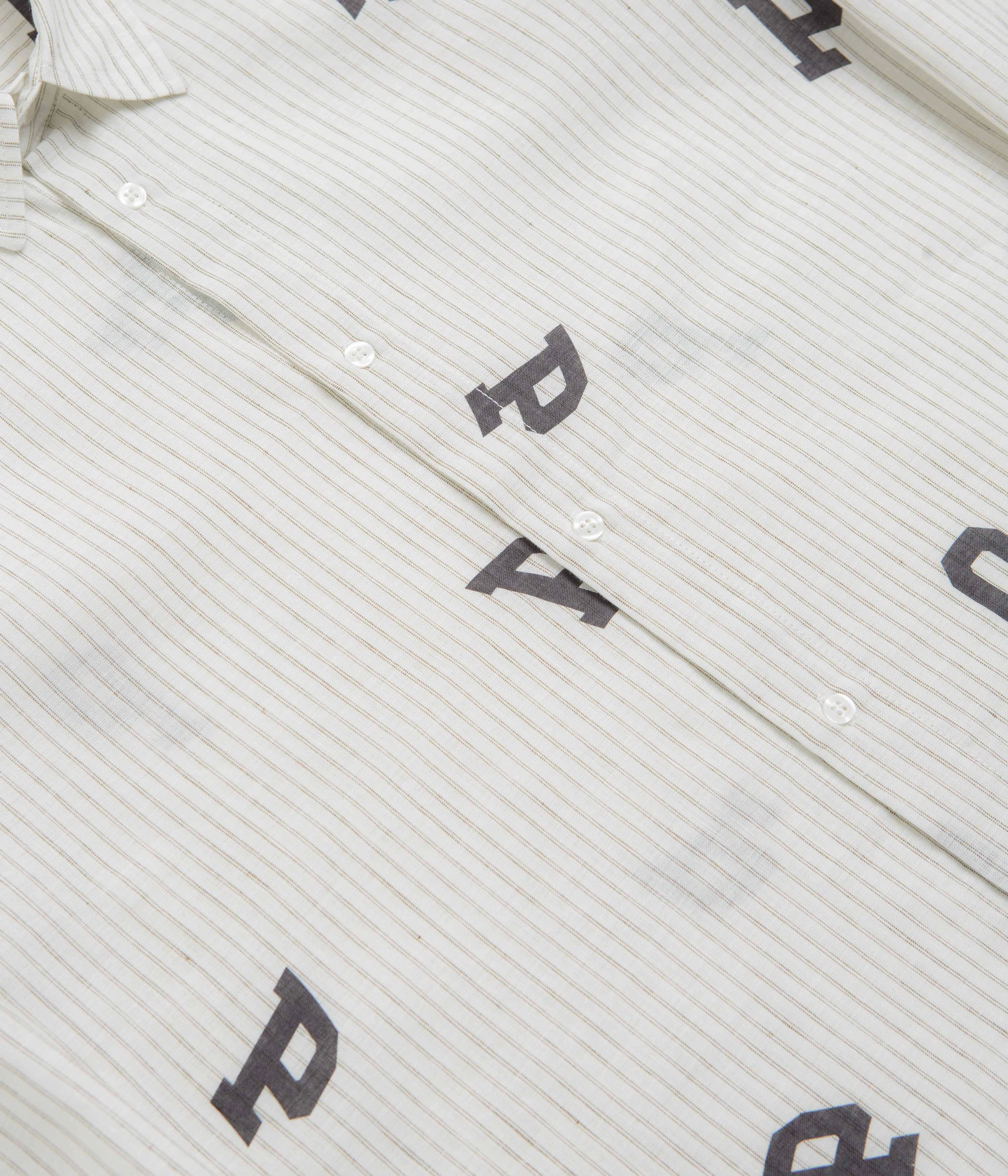 natural fiber Pop Trading Company Letters Striped Pop Shirt - White Linen