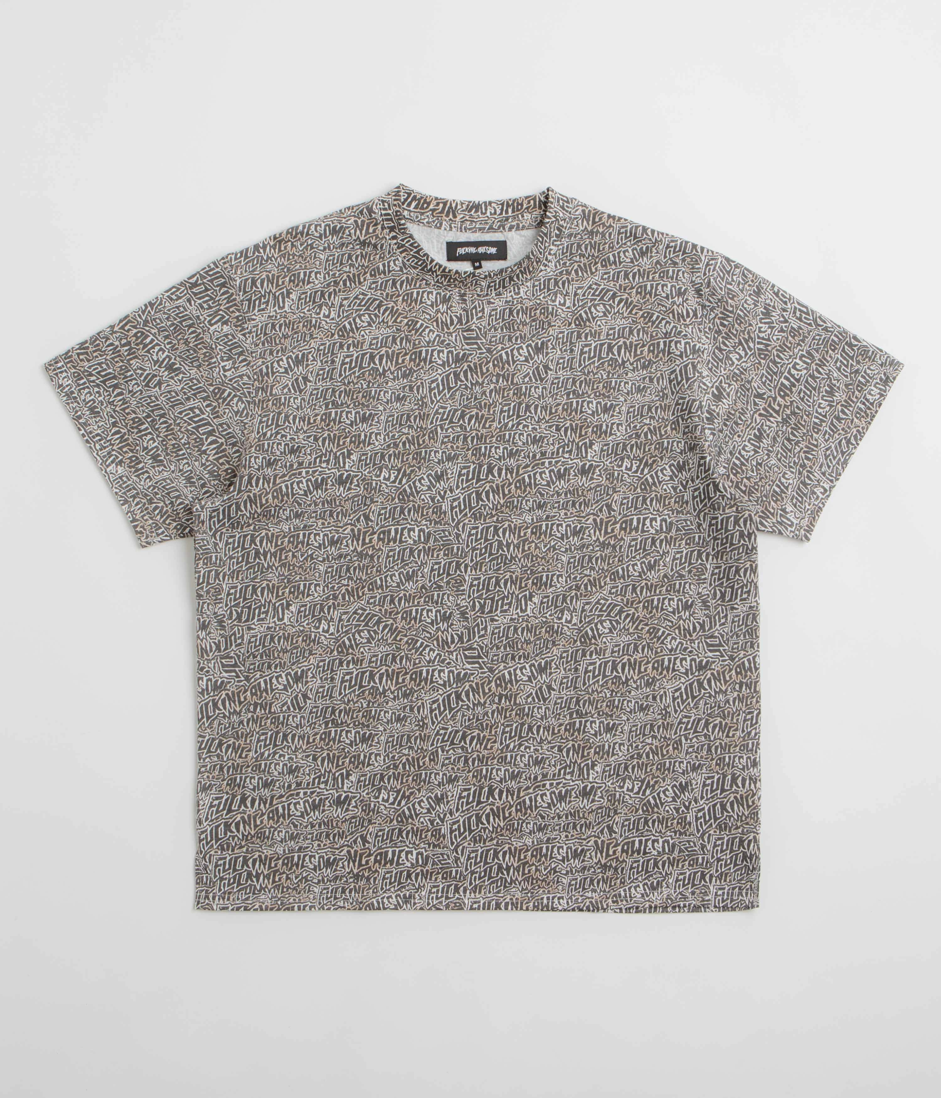 Fucking Awesome Burnt Sticker Stamp T-Shirt - All Over Print wrap waist