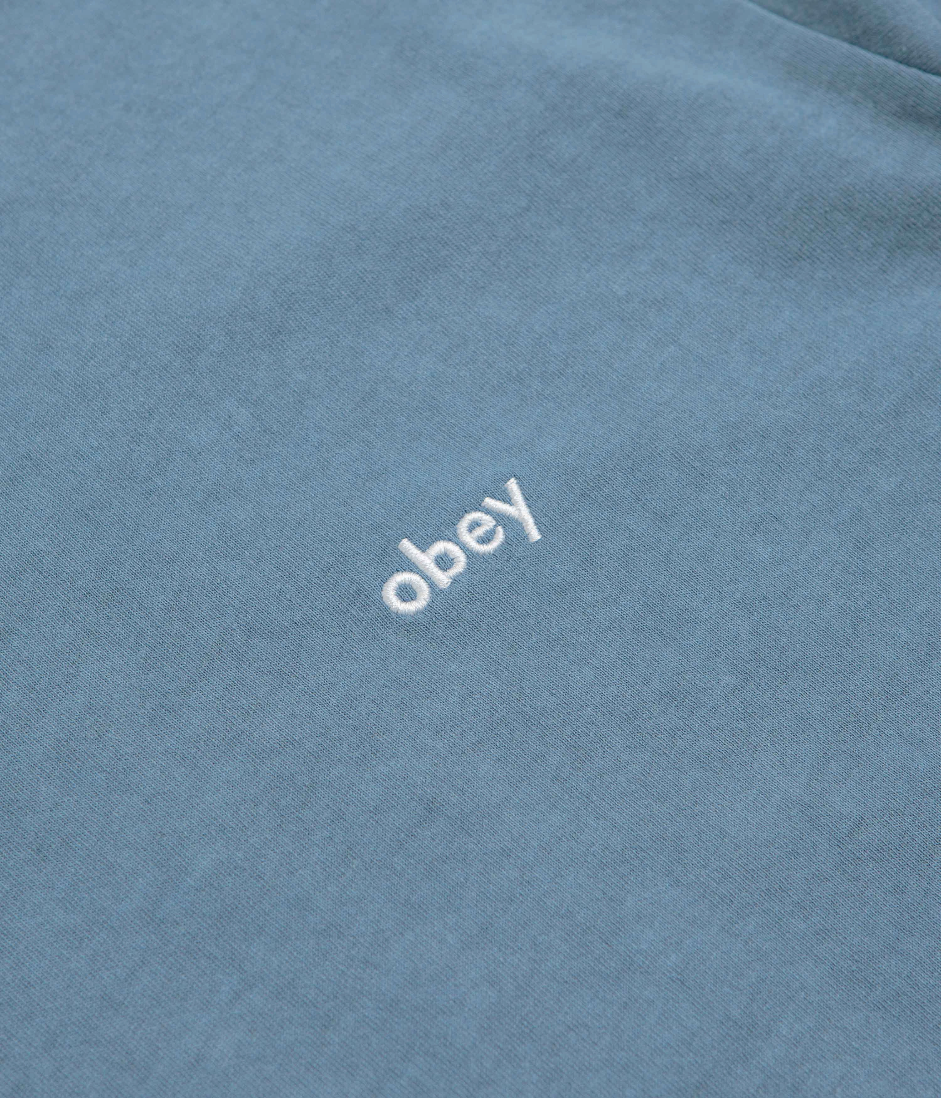 Double Needle Stitching Brushed Cotton Blend Obey Lowercase Pigment T-Shirt - Pigment Coronet Blue