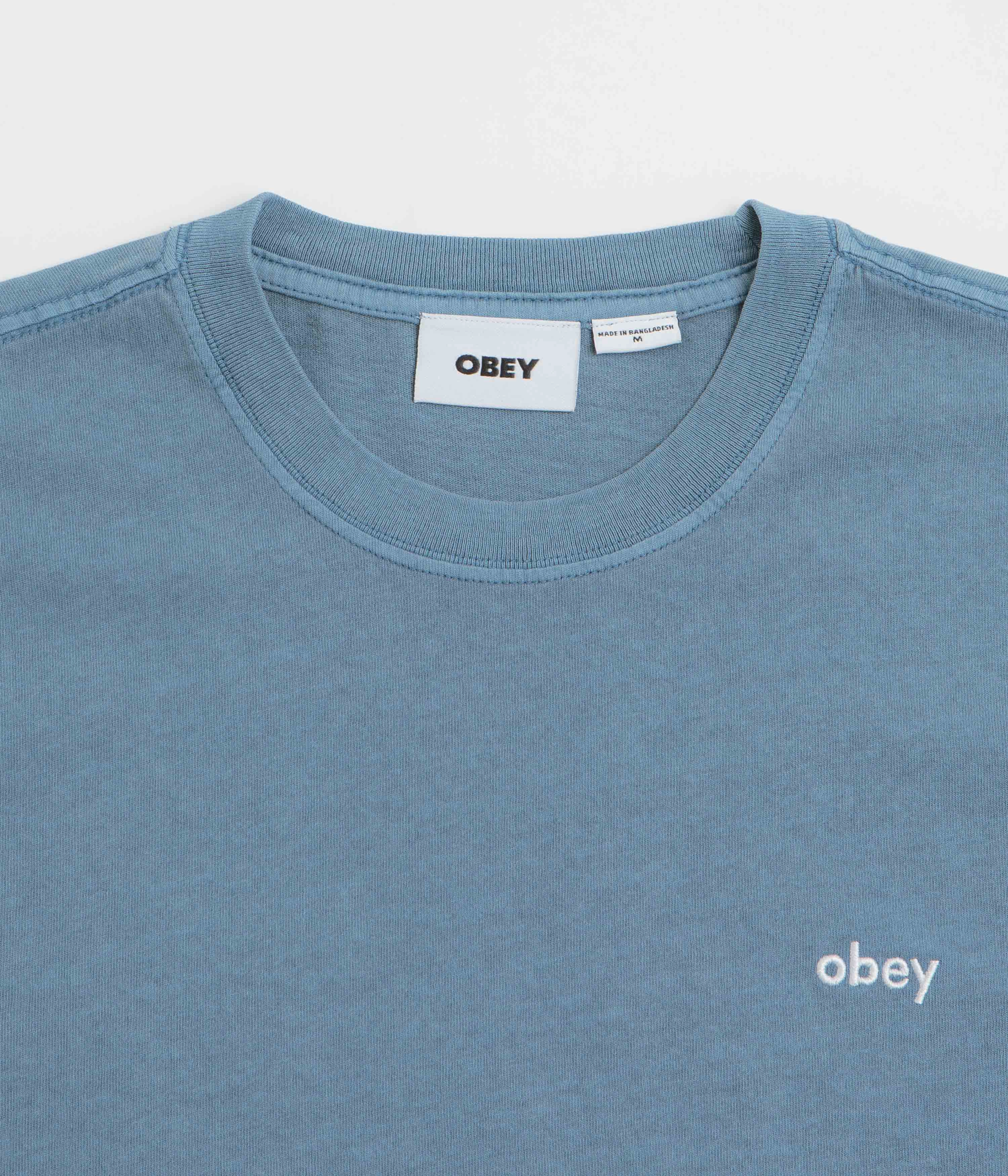 Obey Lowercase Pigment T-Shirt - Pigment Coronet Blue skirt silhouette