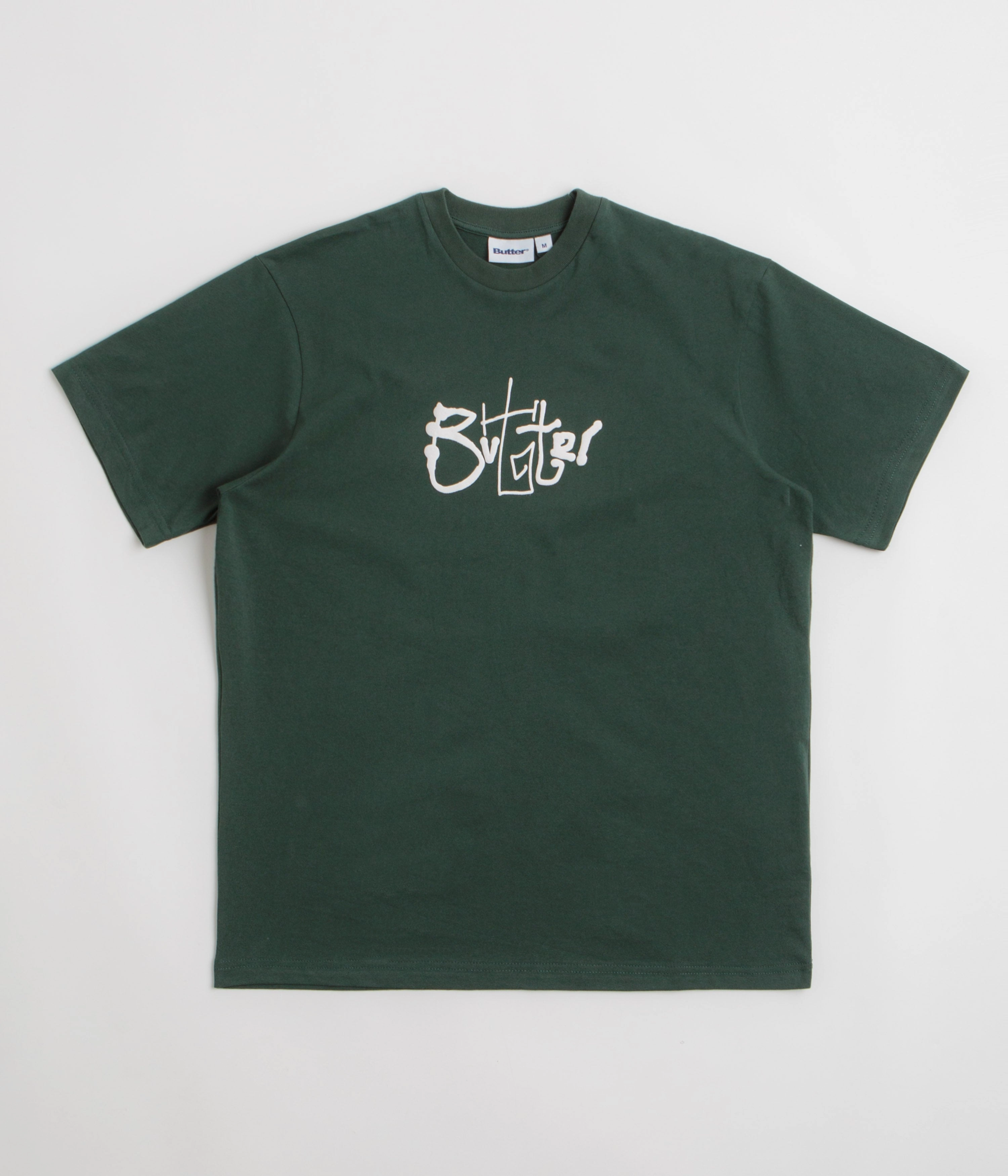 Urban Style Butter Goods Scribble T-Shirt - Dark Forest