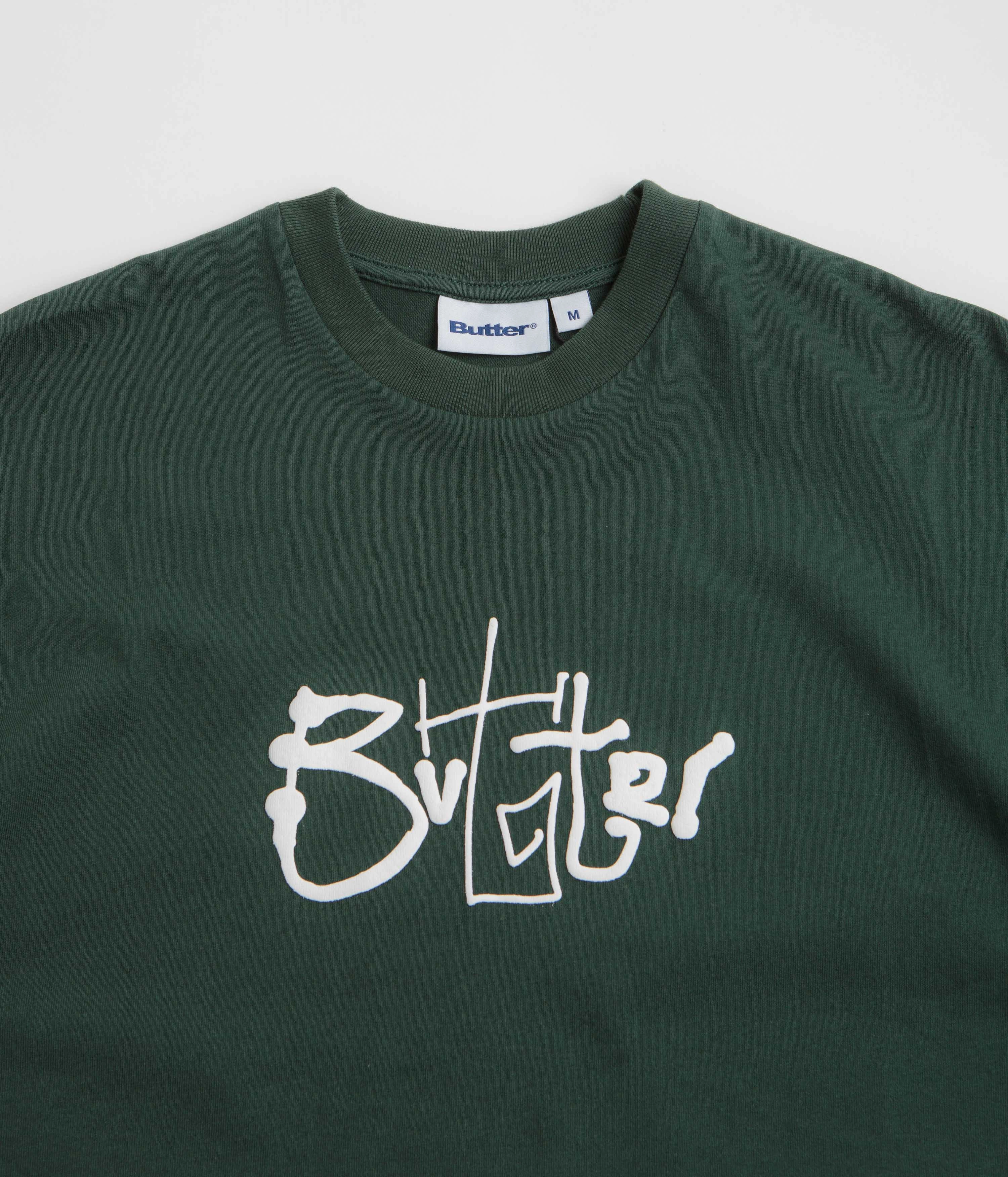 Butter Goods Scribble T-Shirt - Dark Forest Pilates shorts silhouette