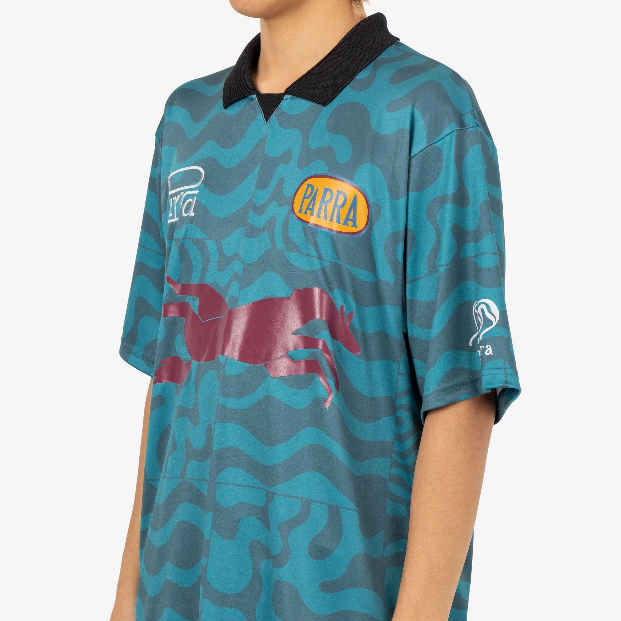 by Parra Flage Polo Shirt / Deep Sea Green Flex Fit Collar