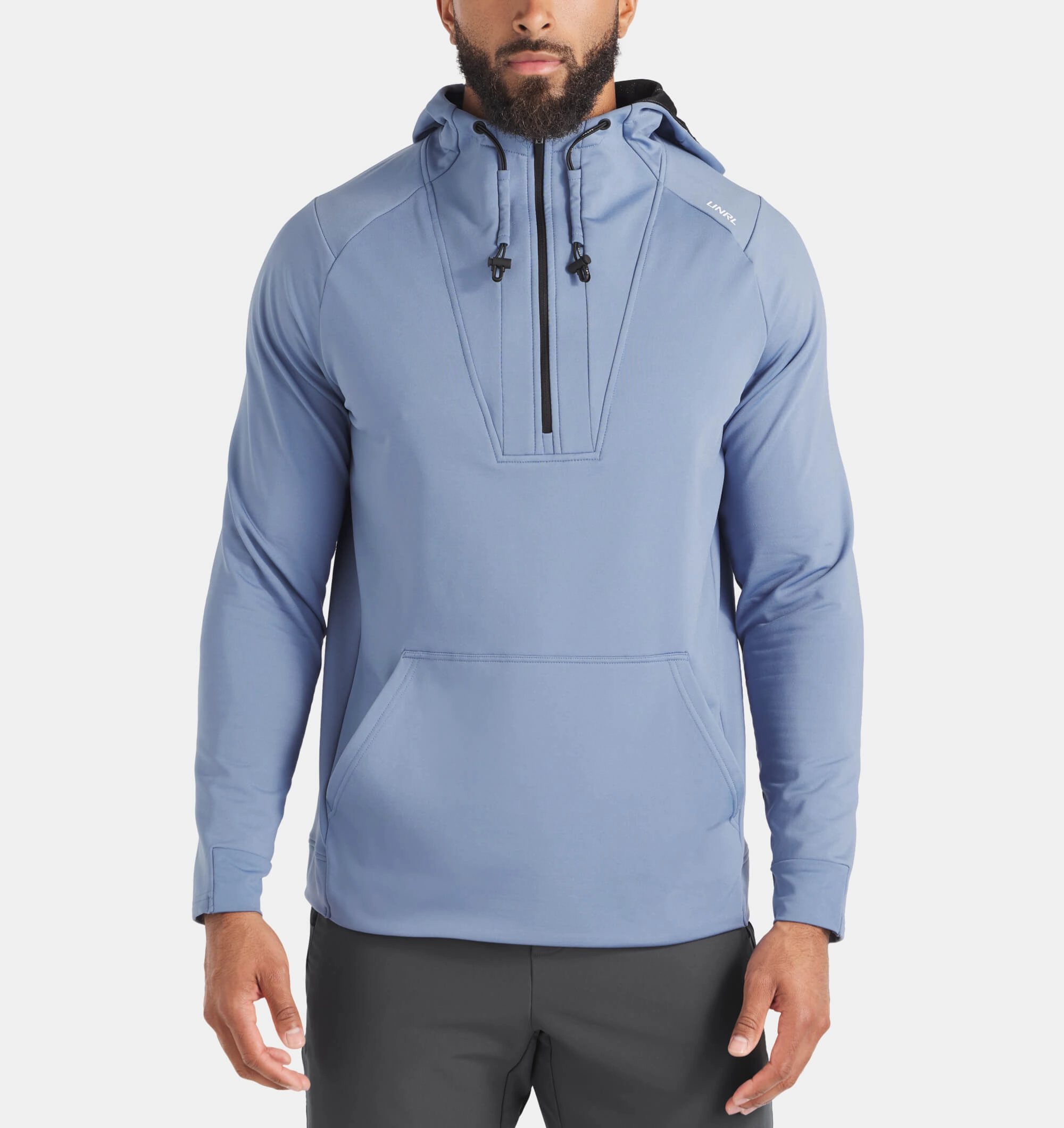 Crossover Half-Zip Hoodie AdjustableHem MultiPanelBreathability