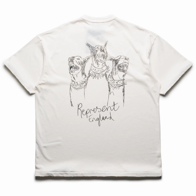 Tropical region Adult Represent Hand Drawn Thoroughbred Dogs Tee - Washed Ecru