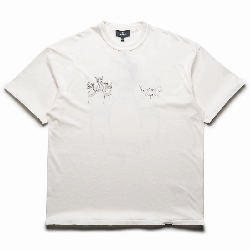 holiday season Represent Hand Drawn Thoroughbred Dogs Tee - Washed Ecru