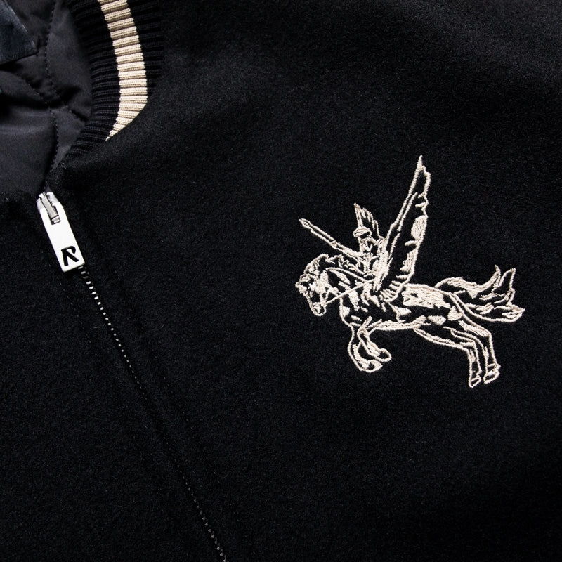 Represent Mascot Wool Varsity Jacket - Jet Black Multi Pocket Style Anti Static Lining