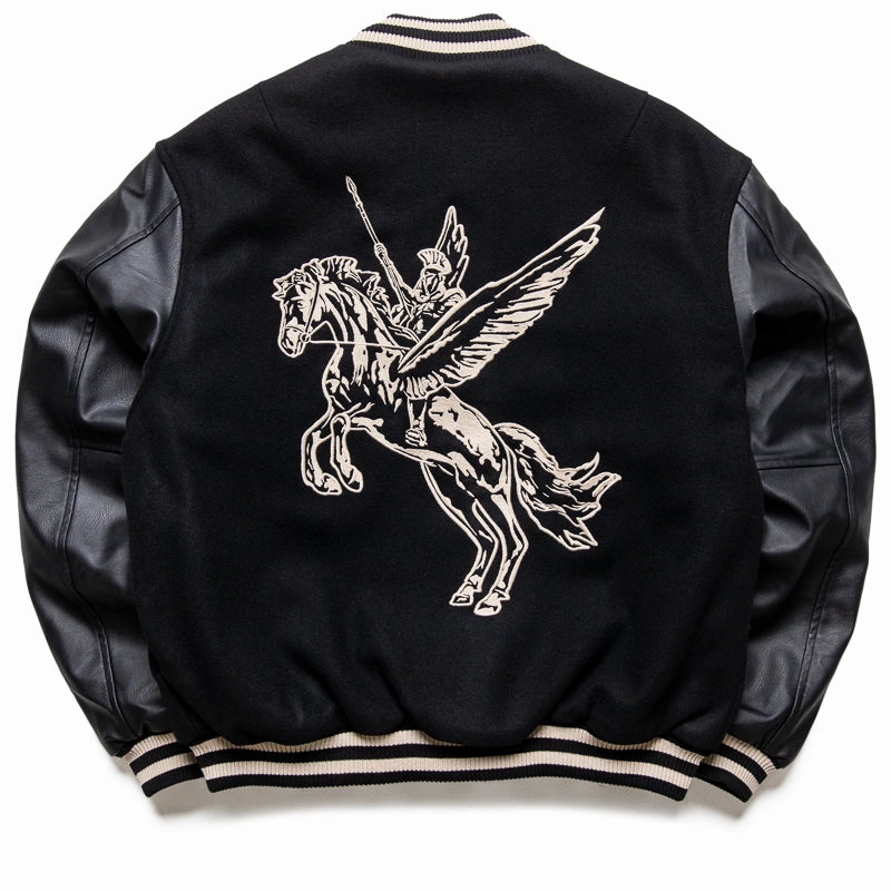 suitable for anniversaries Adventure Fit Represent Mascot Wool Varsity Jacket - Jet Black