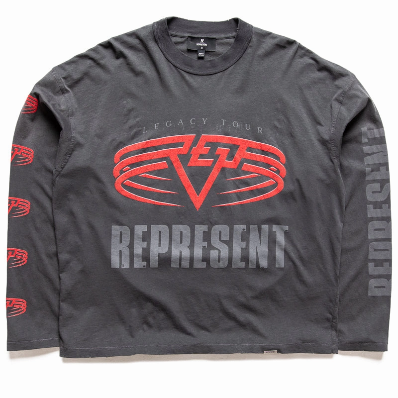 Represent Reversible Living Legacy Tour L/S Tee - Sun Fade Grey helicopter event tent venue