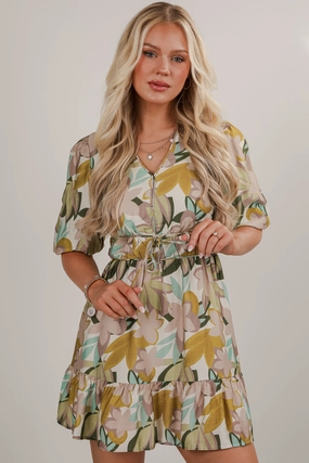 FINAL SALE - More Than Love Taupe Floral Mini Dress Multi Season