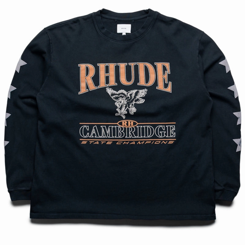 Pockets Rhude Cambridge State Champs L/S Tee - Vintage Black