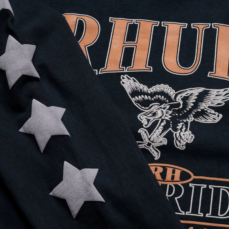 retro hem Rhude Cambridge State Champs L/S Tee - Vintage Black