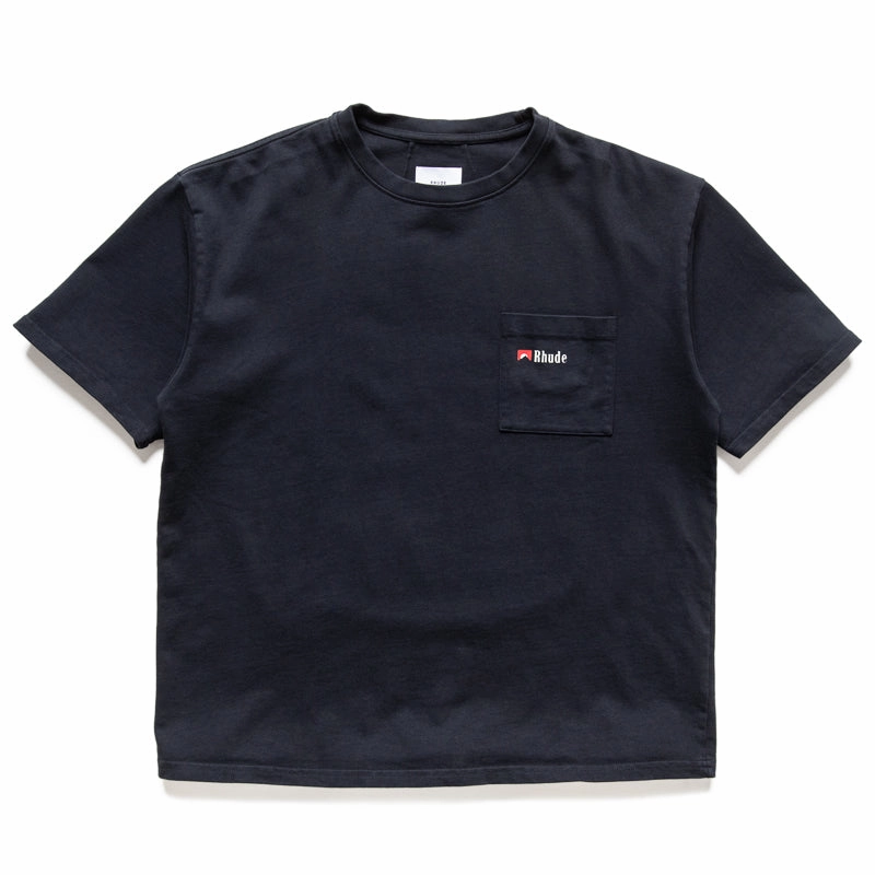 volleyball venue Regular-fit Rhude Moonlight Wolf Pocket Tee - Vintage Black/White