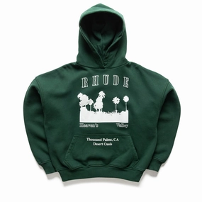 Rhude Thousand Palms Hoodie - Vintage Forest Green/White Seam Free Pig like