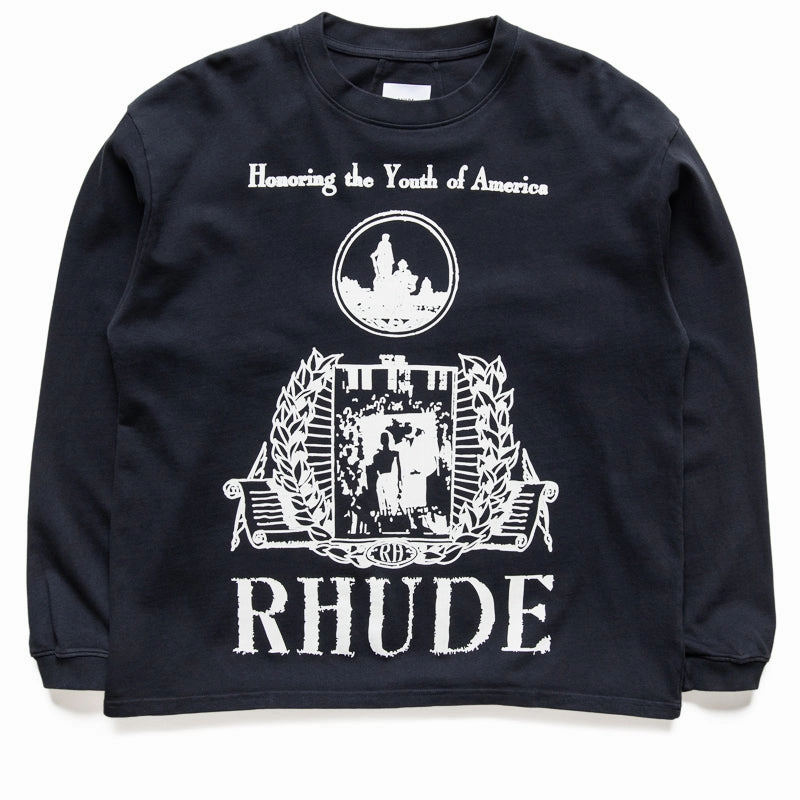 Rhude Youth Of America L/S Tee - Vintage Black/White Generic Neutral Colors