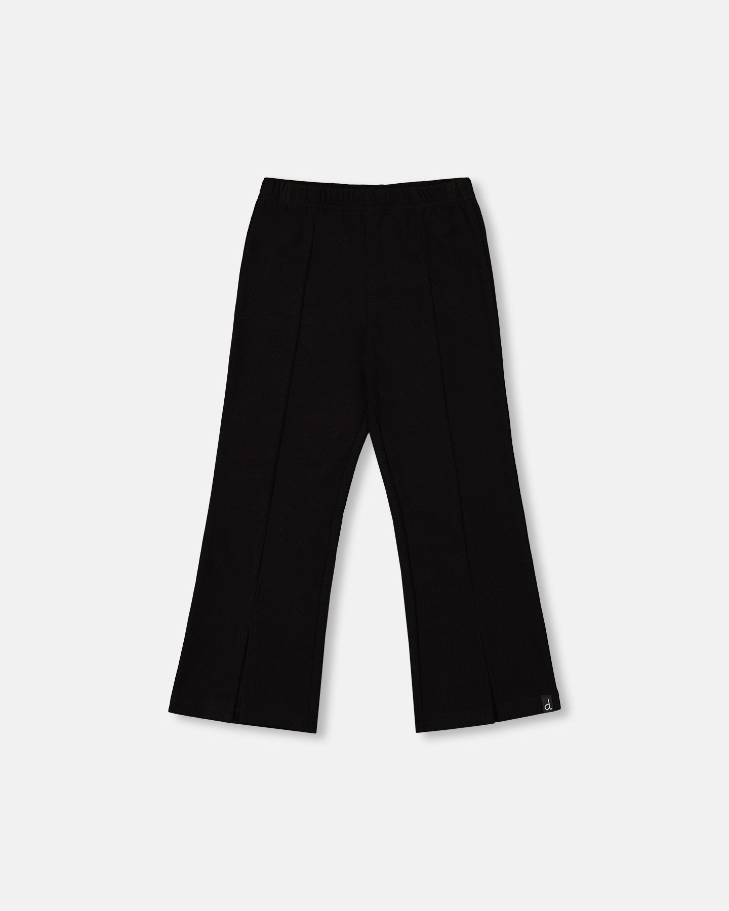 Ribbed Leggings Bootleg with Slit Black Easy Comfort