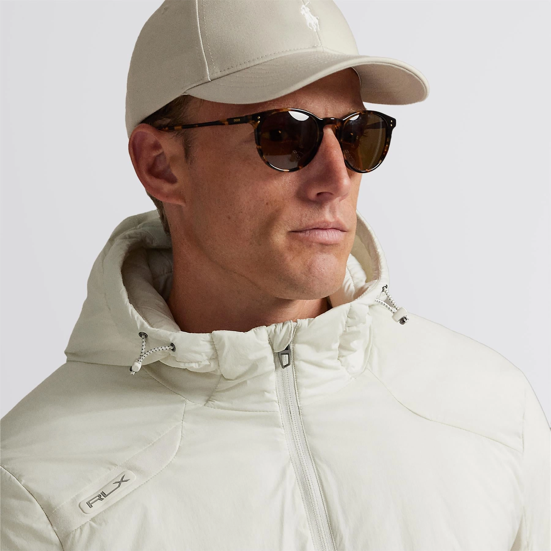 Double layer fabric Personalized RLX Hooded Half Zip Jacket Stone Pebble