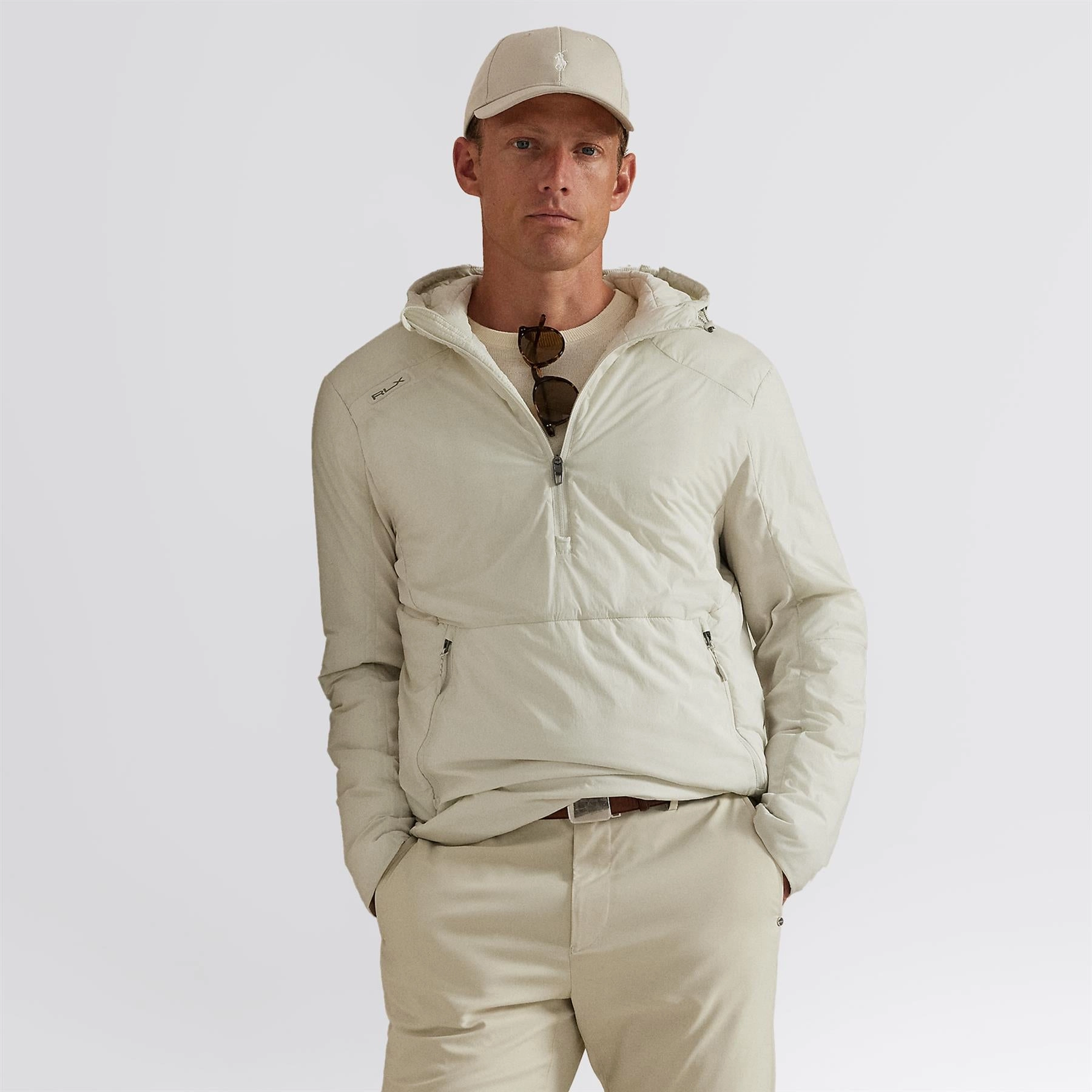 Frictionless Cuffs Comfortable Jacket RLX Hooded Half Zip Jacket Stone Pebble