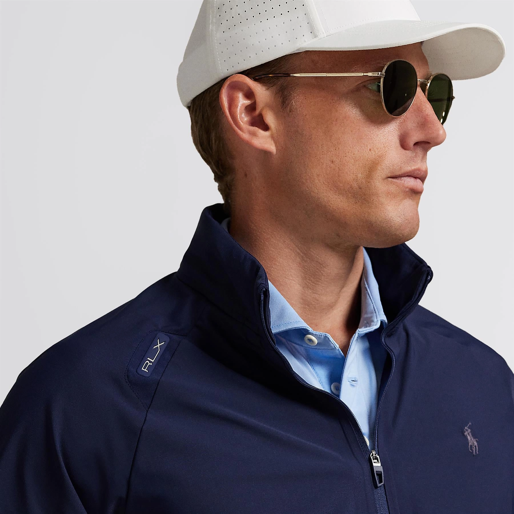 RLX Lightweight Hooded Jacket Refined Navy Double Stitched Edging