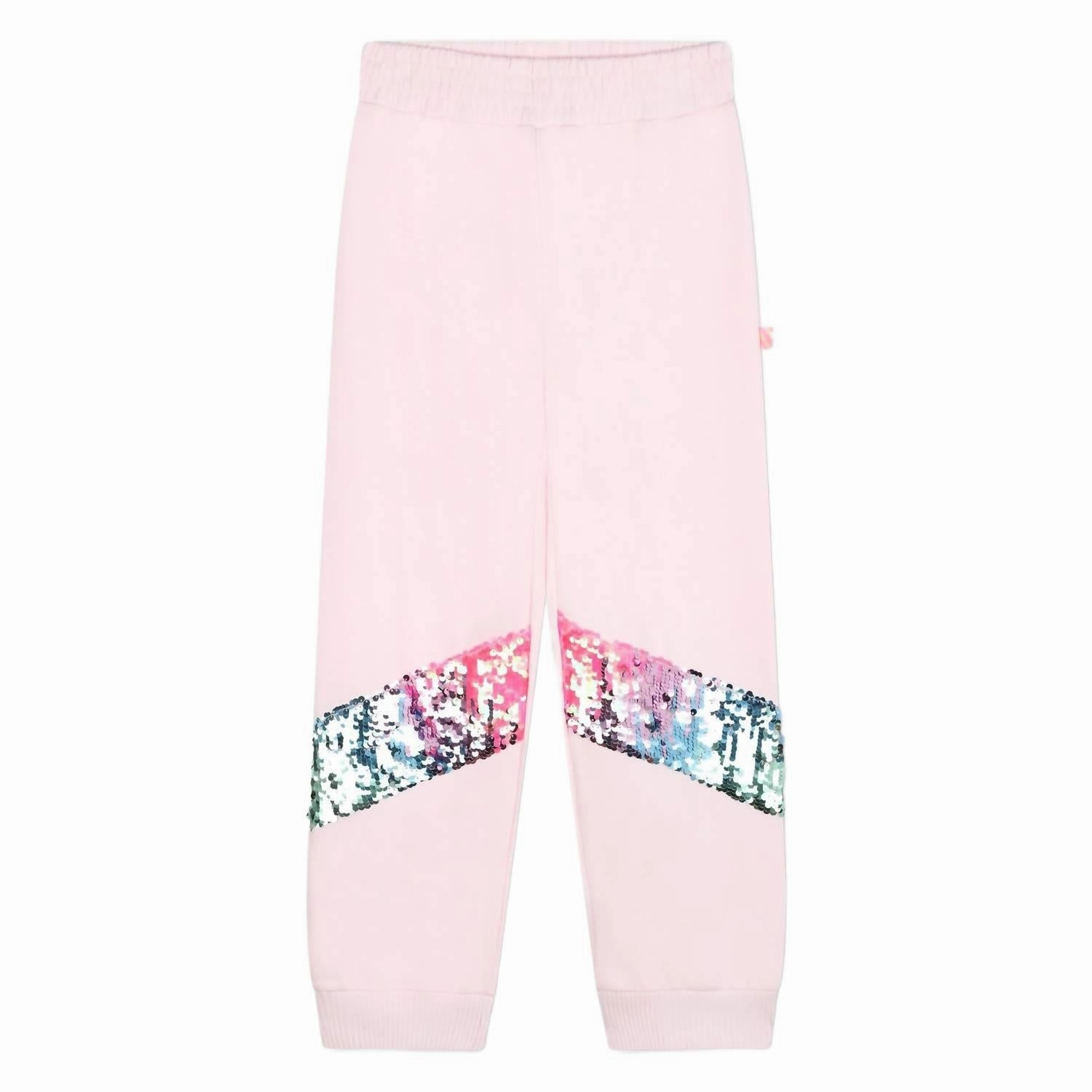 Girls Sequin-Embellished French Terry Joggers In Pink Comfy Shape