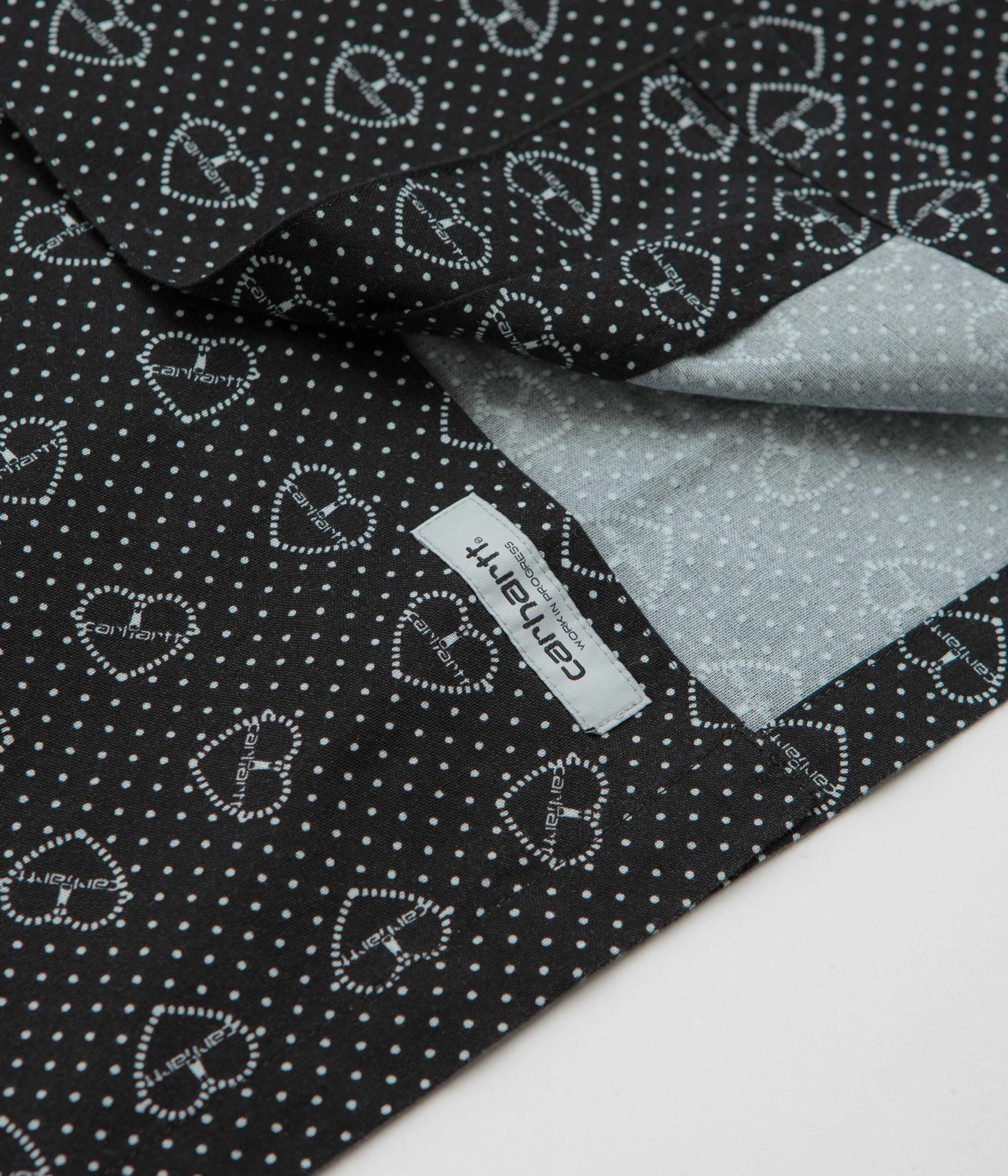 Recycled Polyester Blend Non Irritating Tags Carhartt Furoshiki Short Sleeve Shirt - Furoshiki Print / Black