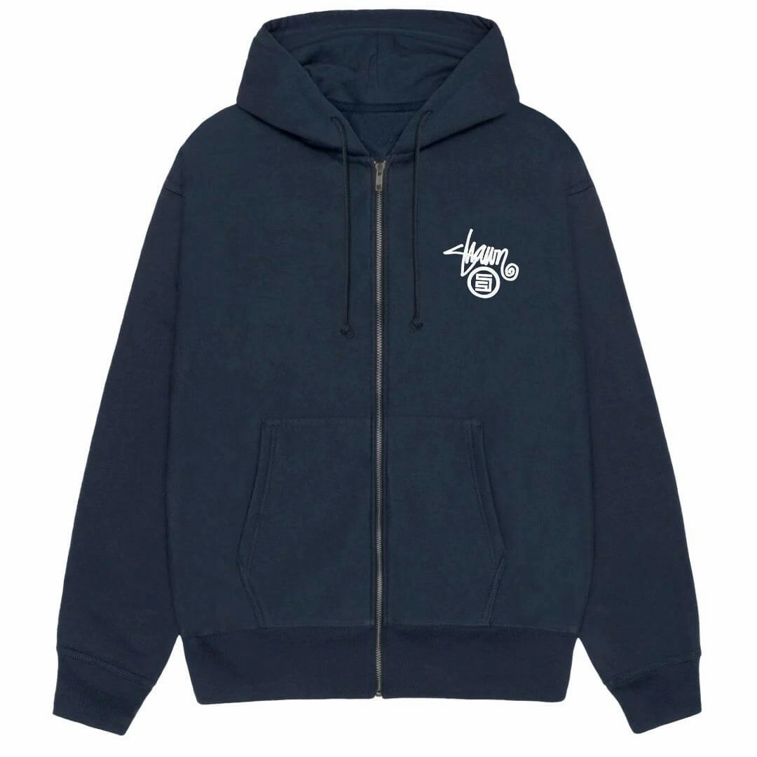 S/Double - Shawn Dot Zip Hoodie Navy Skater Vibe elastic waistband