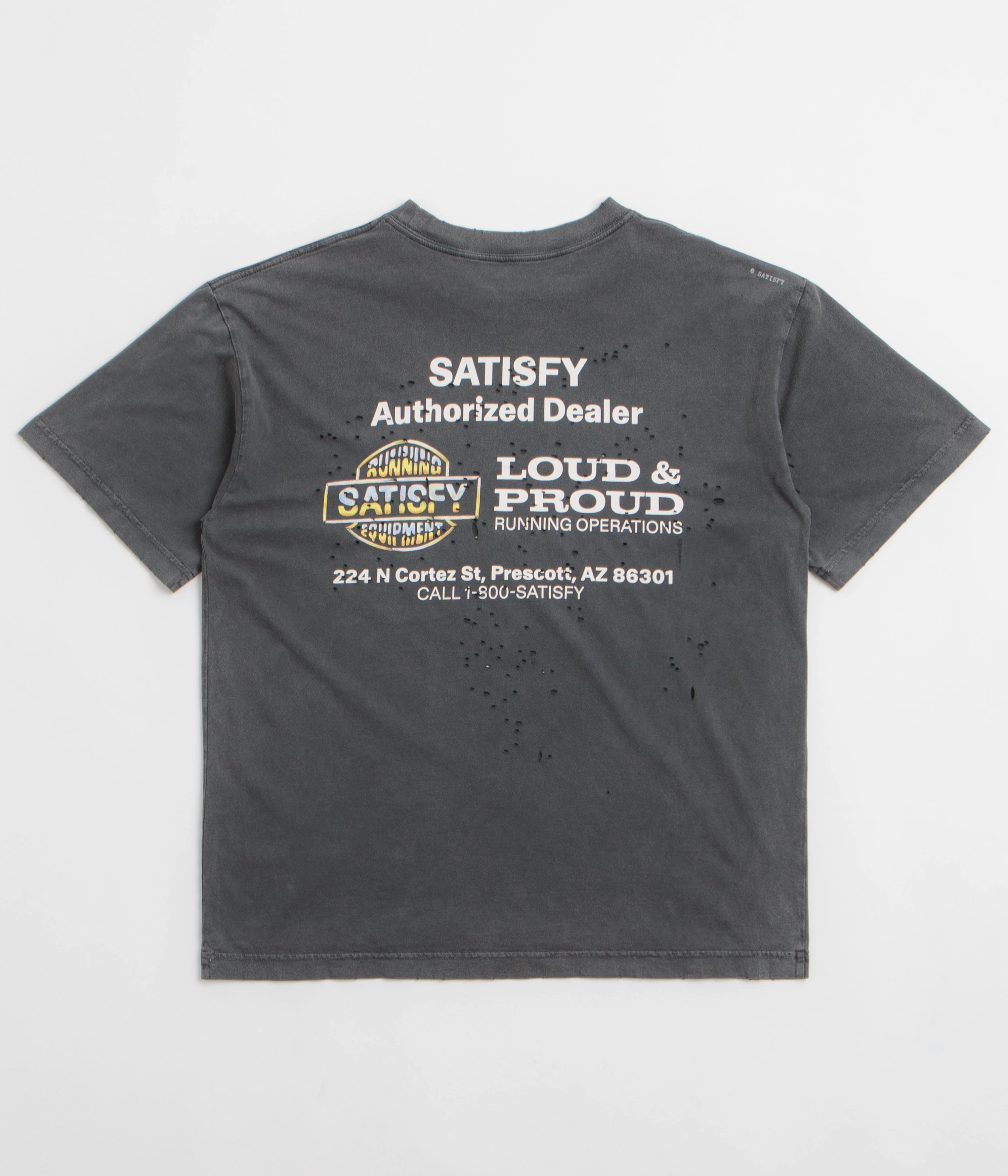Satisfy MothTech Graphic T-Shirt - Aged Black Office building