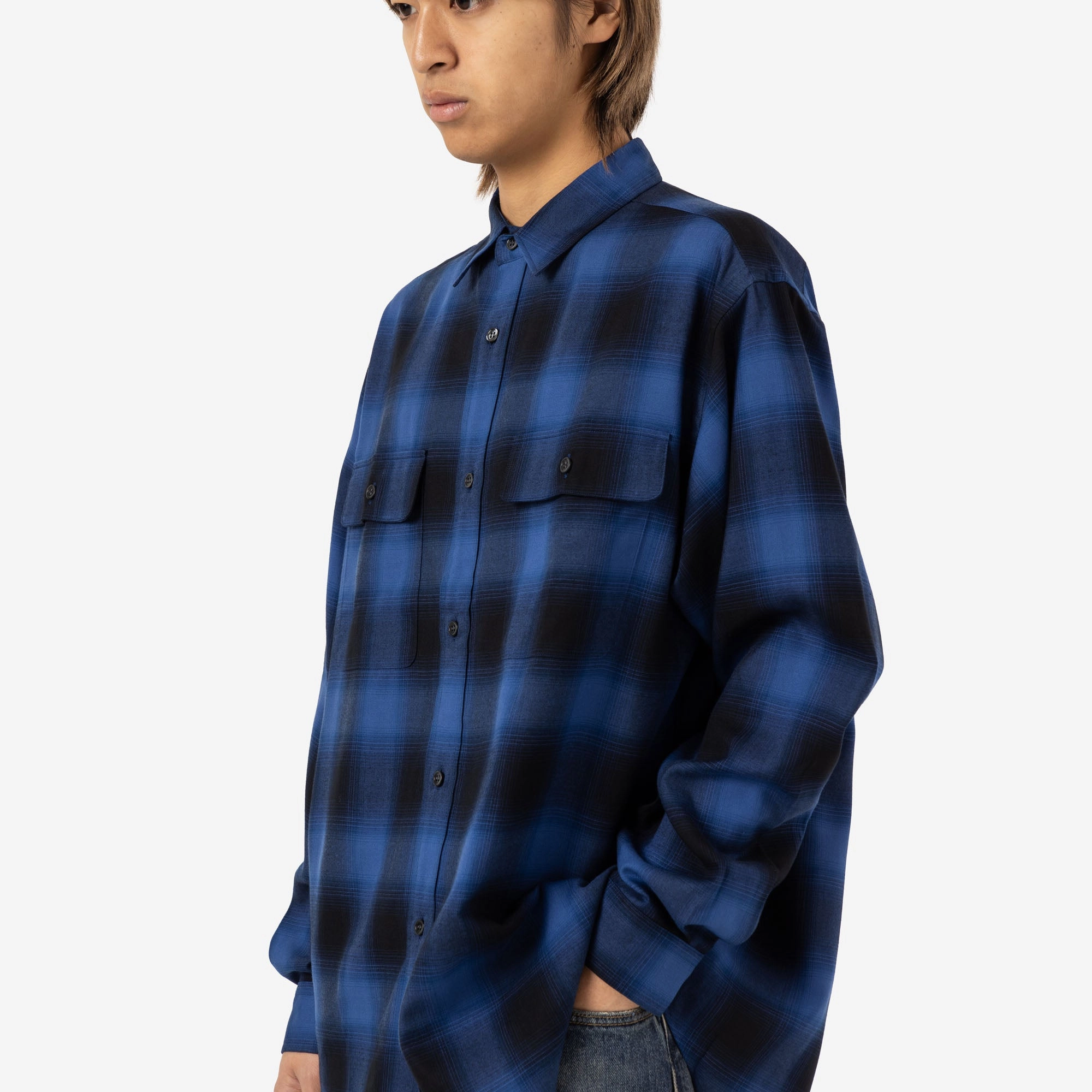 Comfy Design Saturdays NYC Ombre Check Work Shirt / Blue
