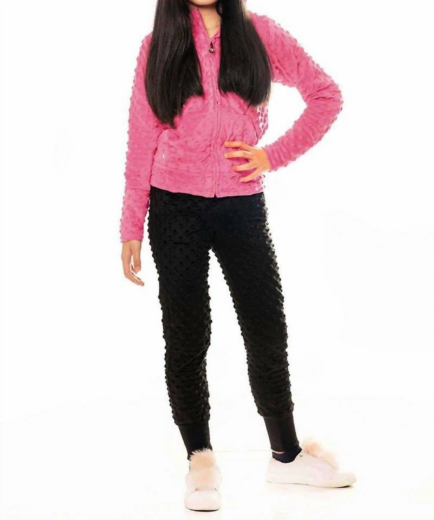 Girl's Cuddle Bubble Slim Leg Jogger In Black Compact Storage
