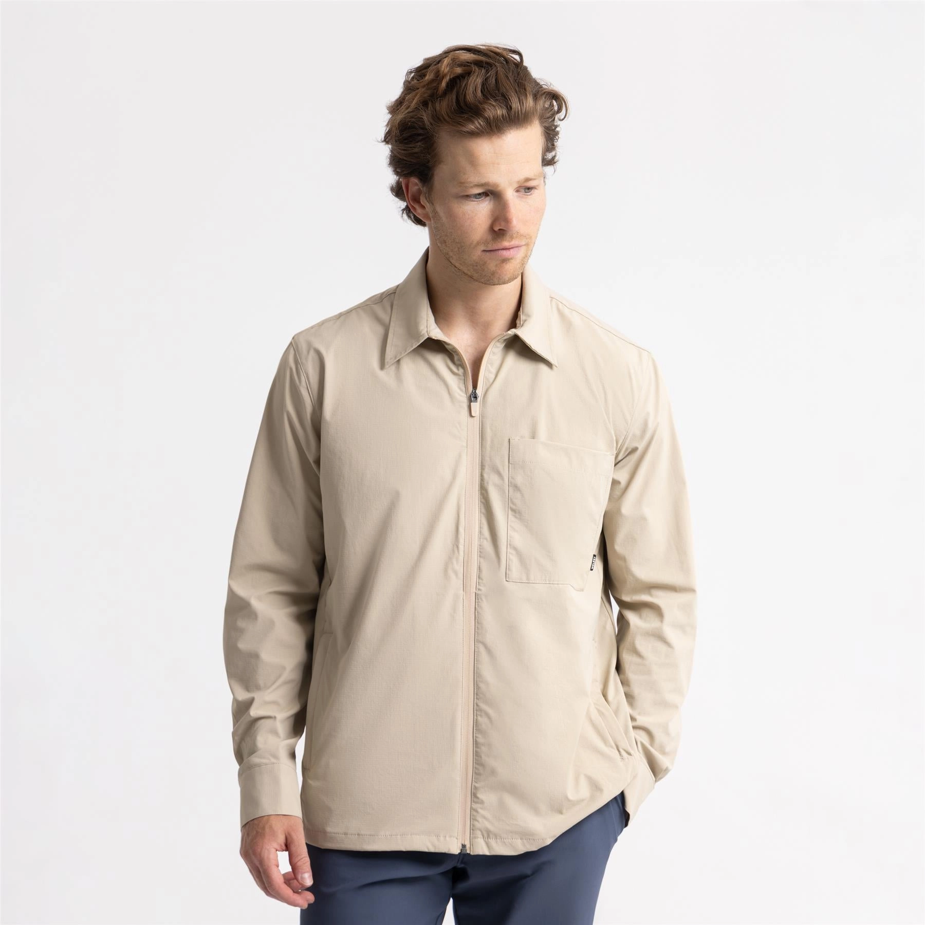 WrinkleResistant wedding ceremony Golf Overshirt Beige